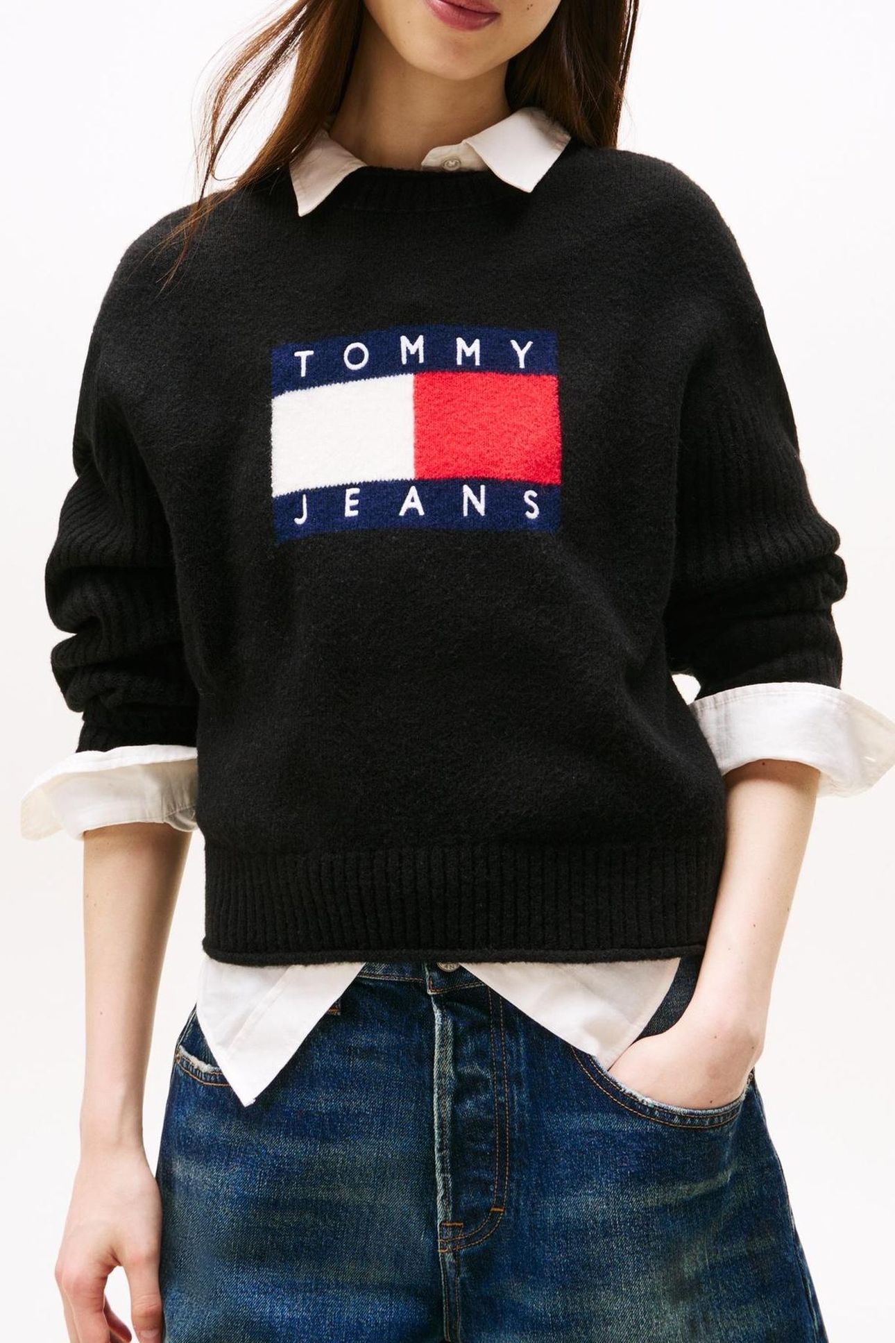 TJW MELANGE FLAG SWEATER BLACK HEATHER 1