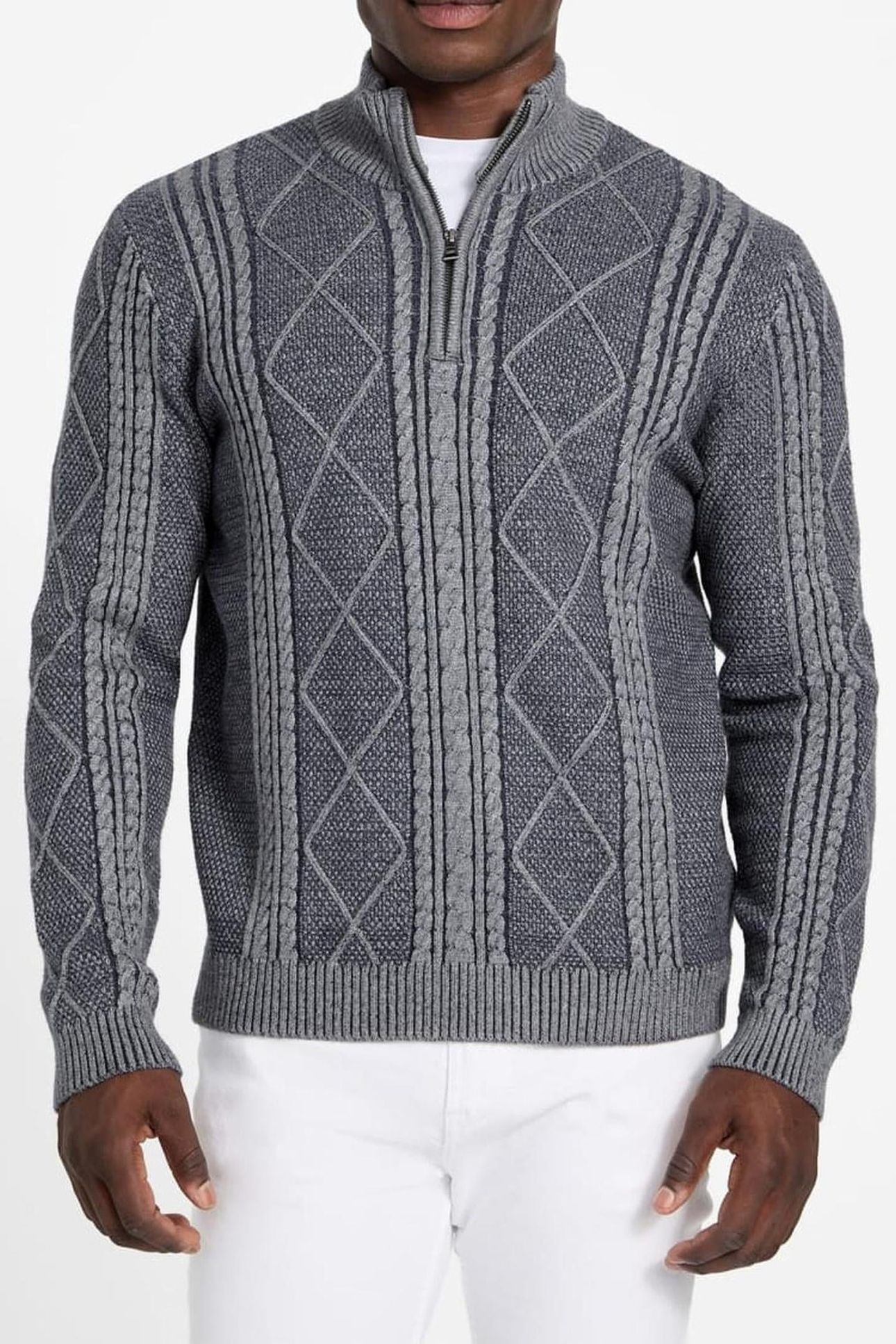 LS 1/2 ZIP MN NOEL C MARINE HEATHER MULTI 1