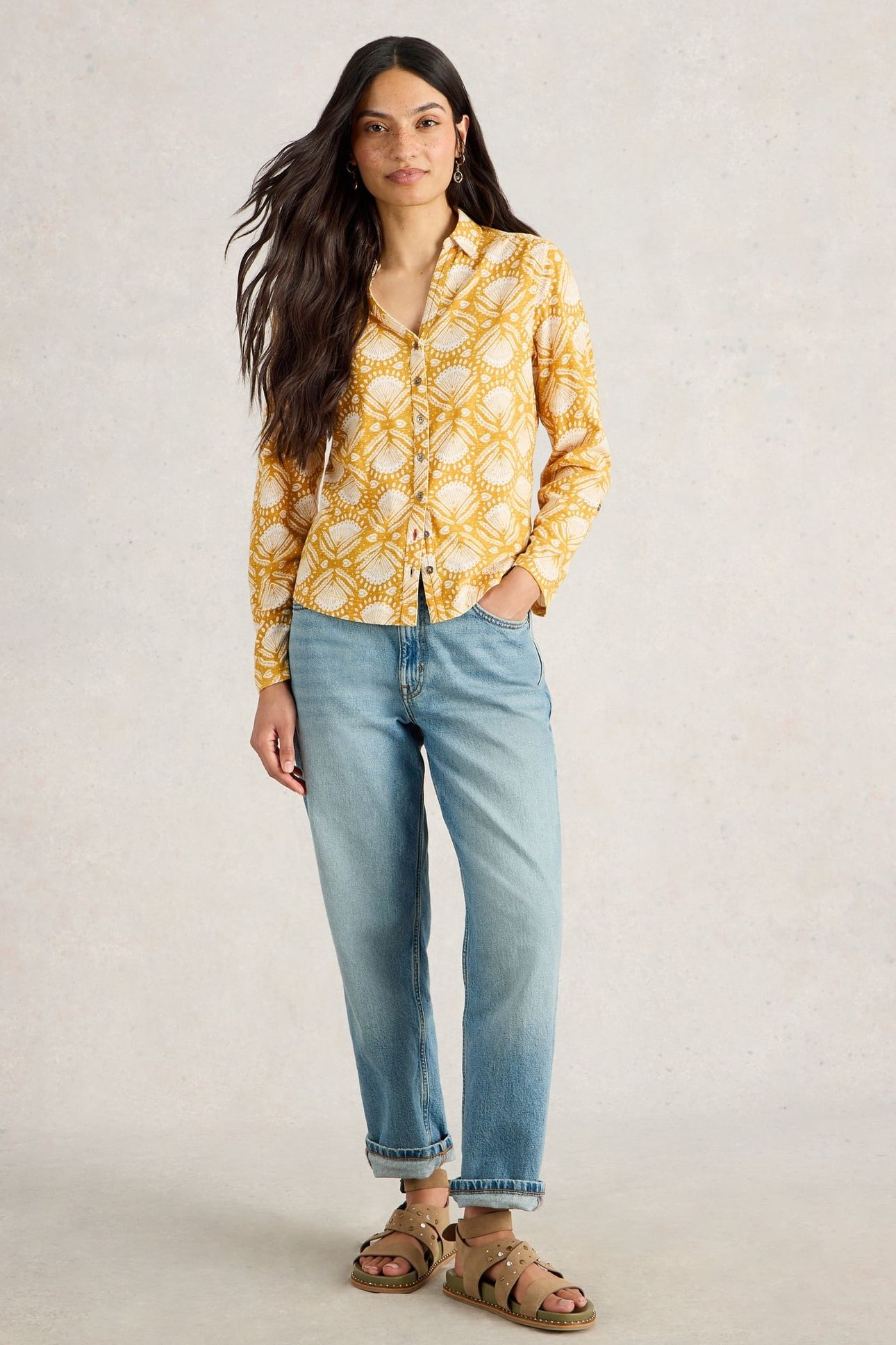 ANNIE JERSEY SHIRT CHARTREUSE PRINT 1
