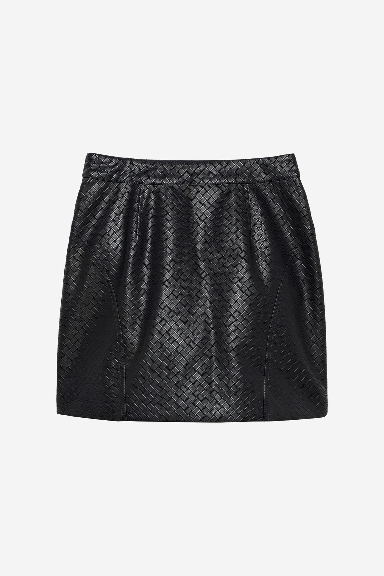 HANIA WOVEN PU SKIRT BLACK 1