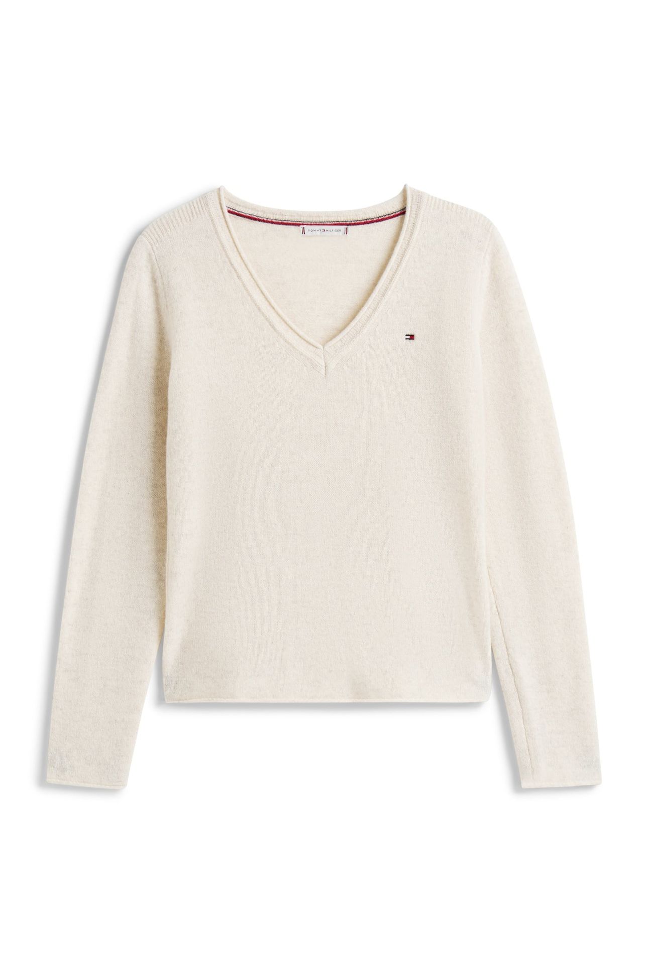 SOFT WOOL V-NECK LOOSE SWEATER HEATHER OATMILK 4