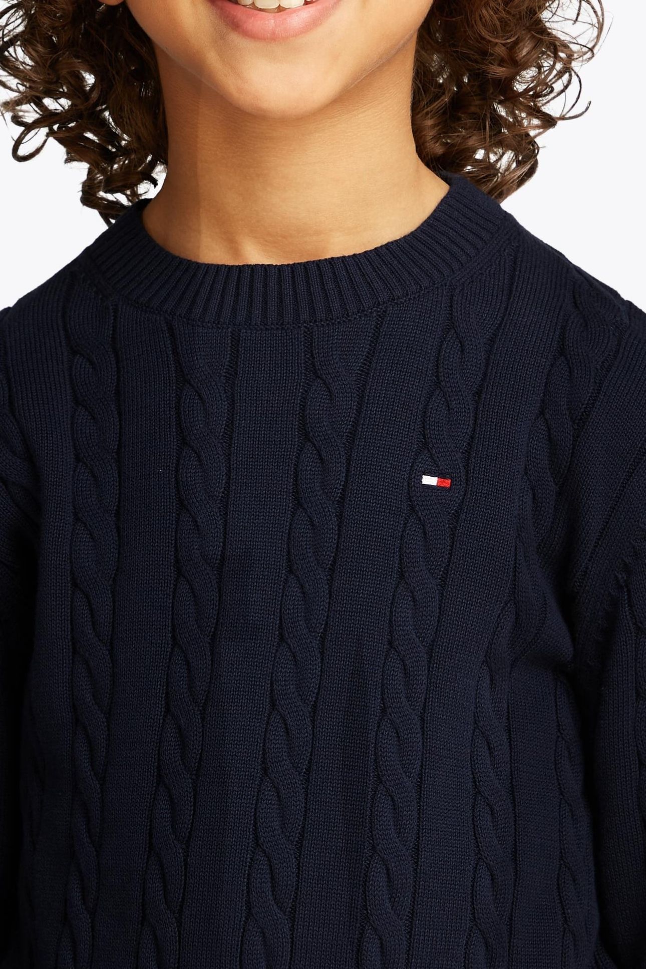 BOYS CREW NECK COTTON CABLE DARK NIGHT NAVY 5