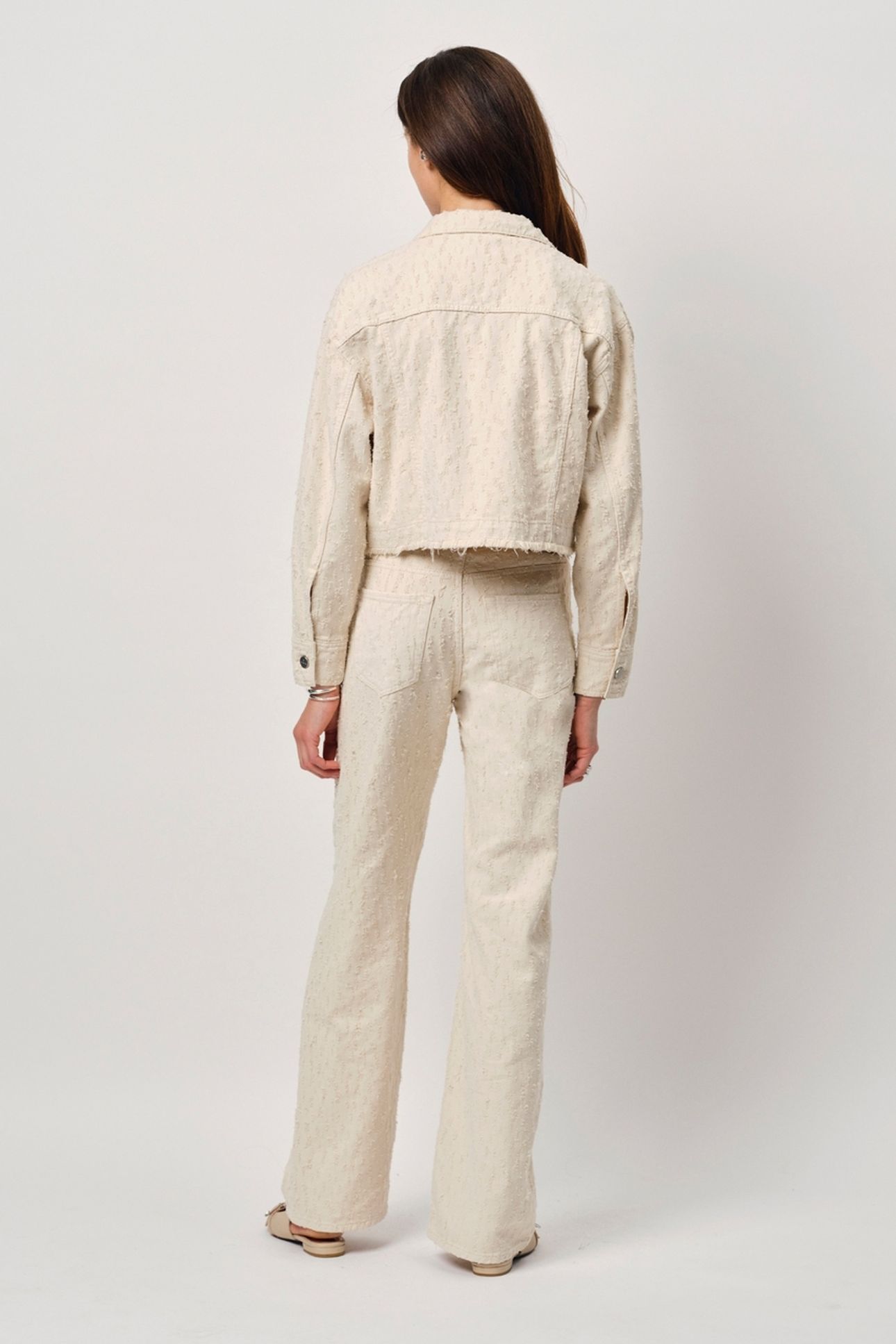 NUIT DISTRESSED WIDE LEG JEANS BUTTER CREAM 2