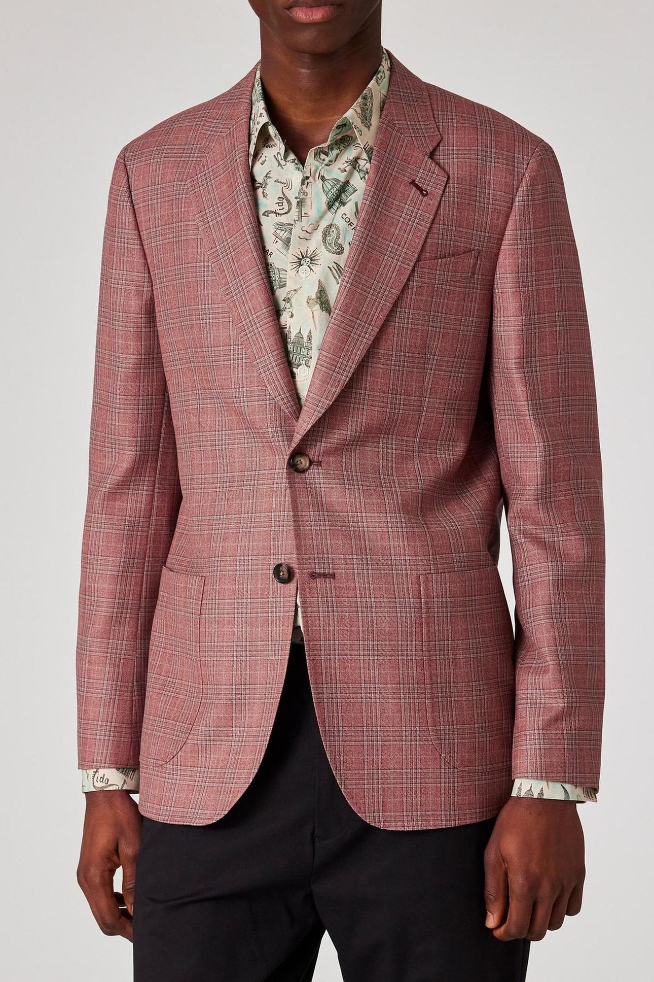MENS 2 BUTTON JACKET CORAL RED 1