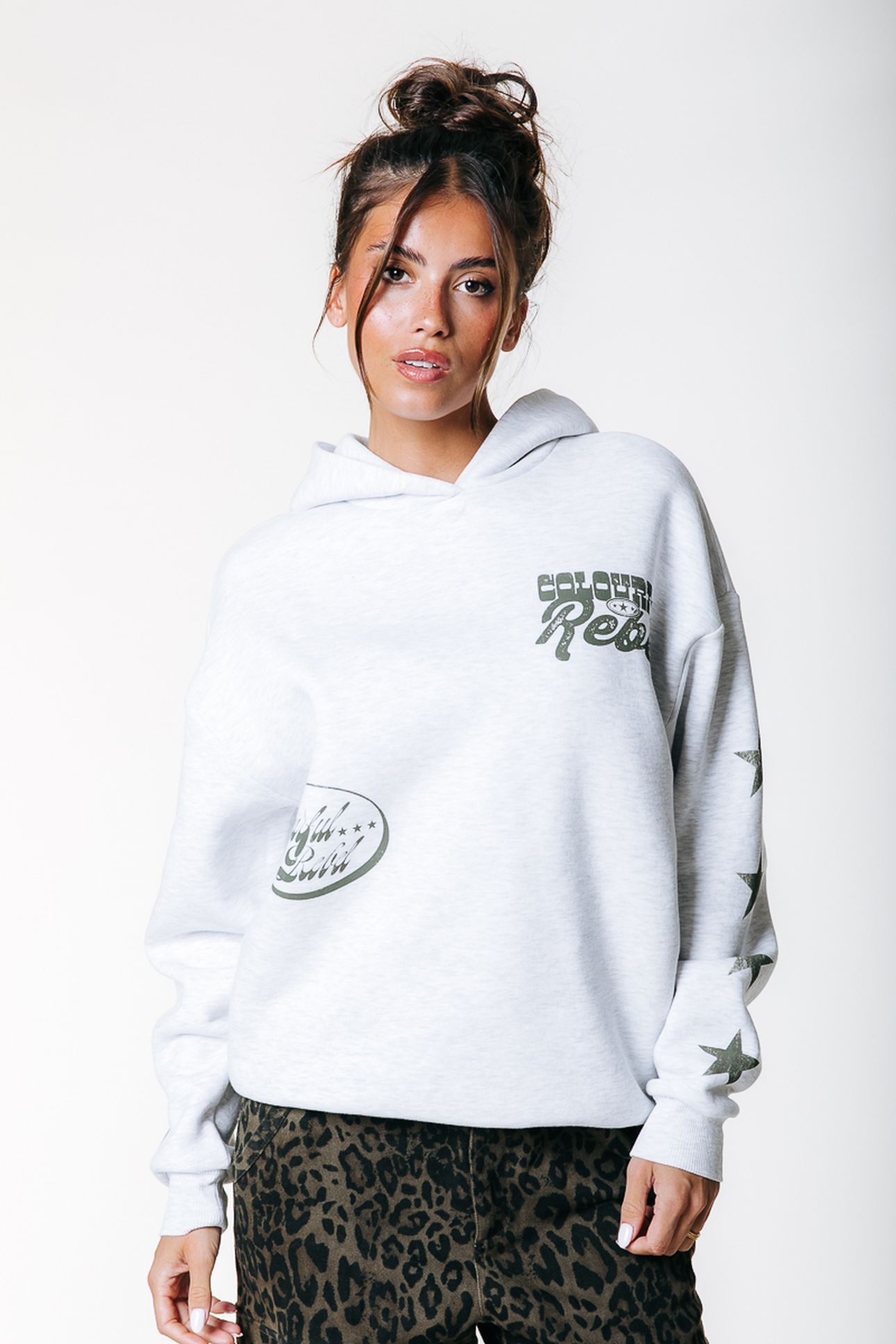 STAR LOGO CLEAN HOODIE LIGHT GREY MELANGE 1