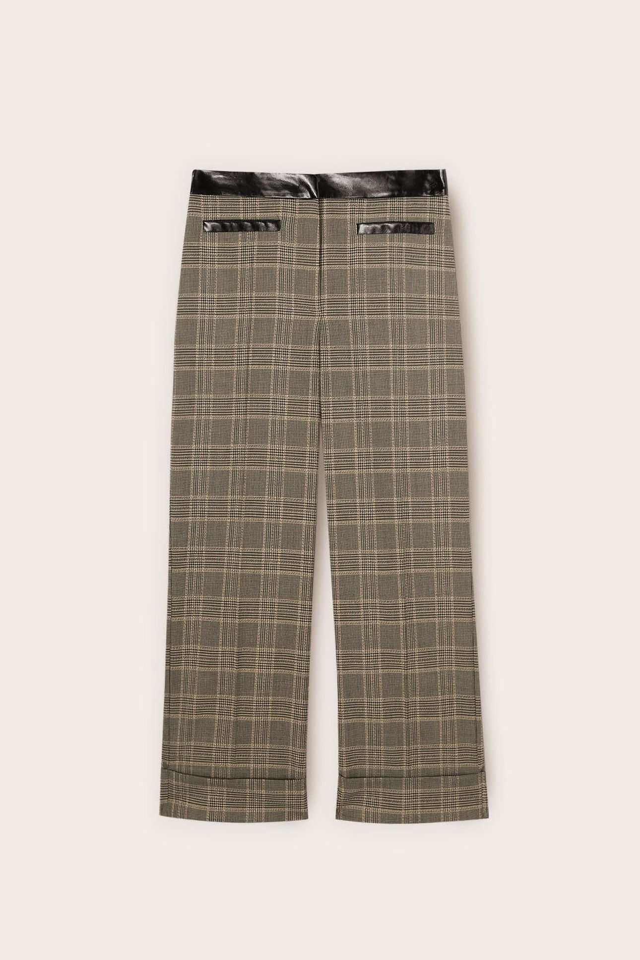 CROPPED YARN-DYED CHECK PATTERN TROUSERS BEIGE 4