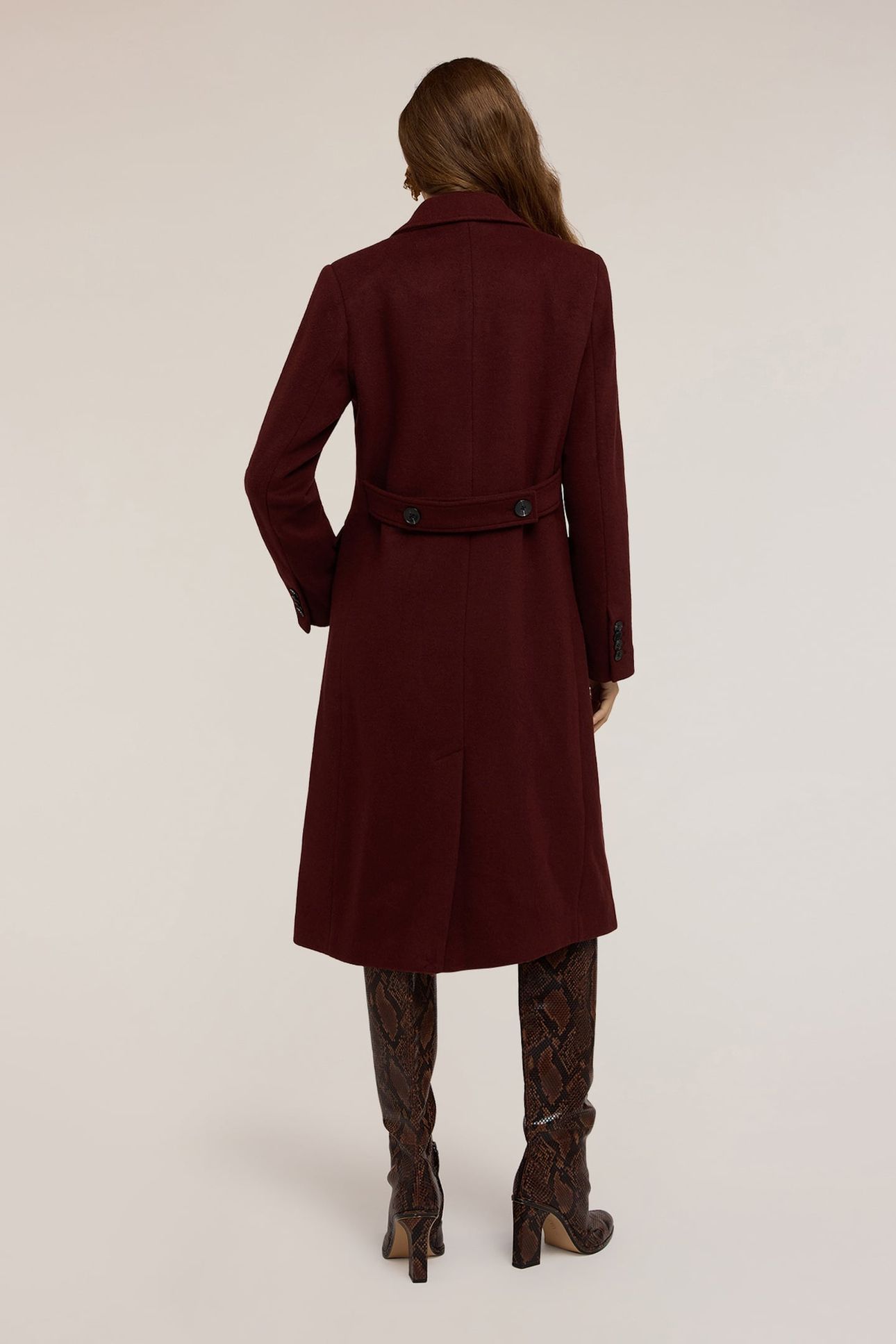 DOUBLE-BREASTED COAT IN WOOL BLEND DRAP BROWN 4
