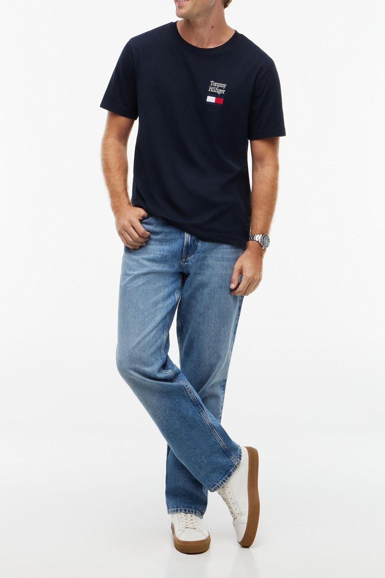 BRAND LOVE TEXT STACK TEE NAVY BLUE 1