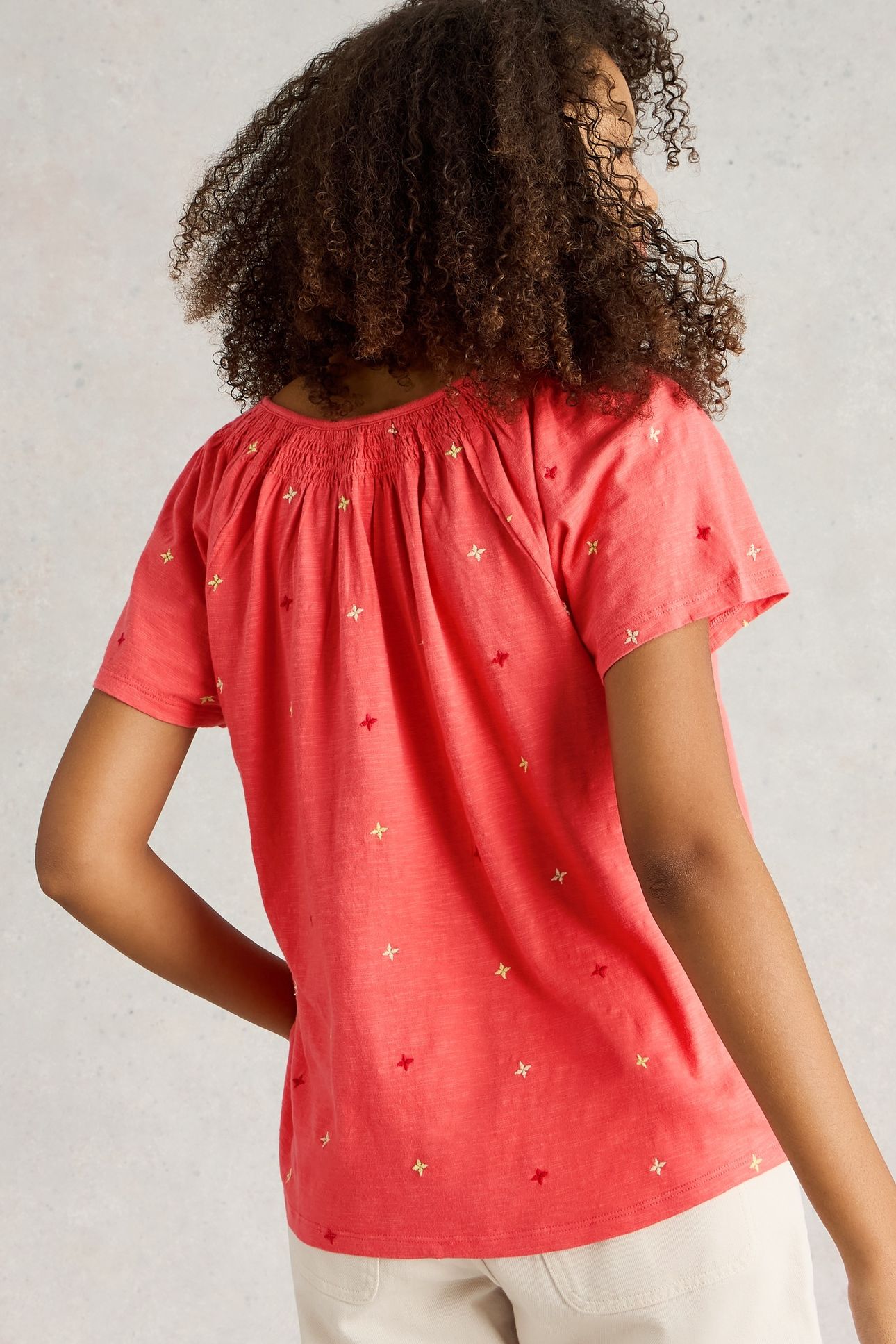 LUELLA EMBROIDERED TOP CORAL MULTI 3