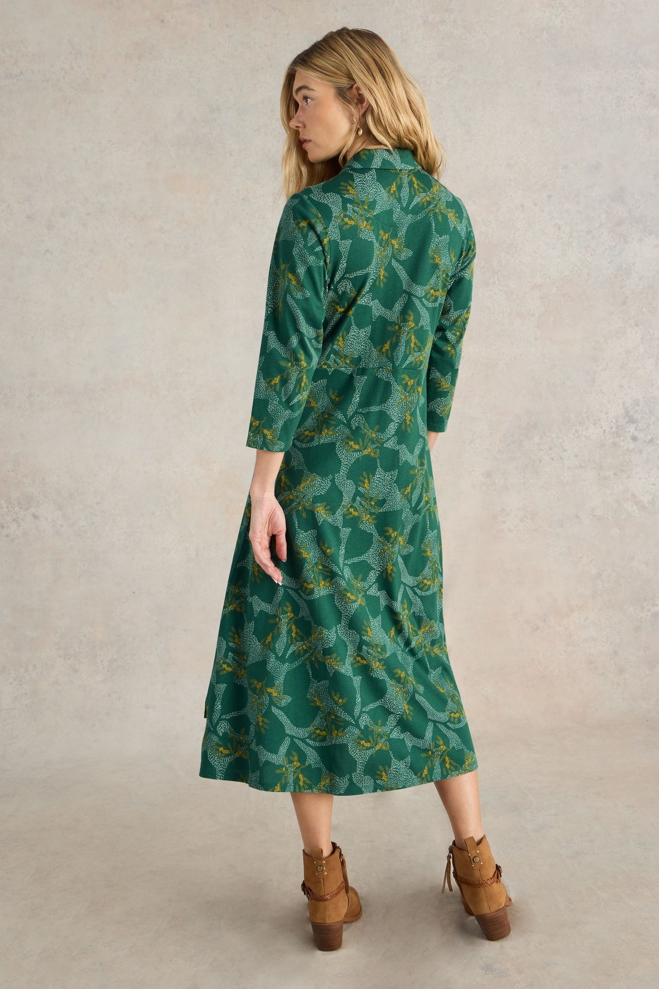 RUA JERSEY SHIRT DRESS GREEN MULTI 2
