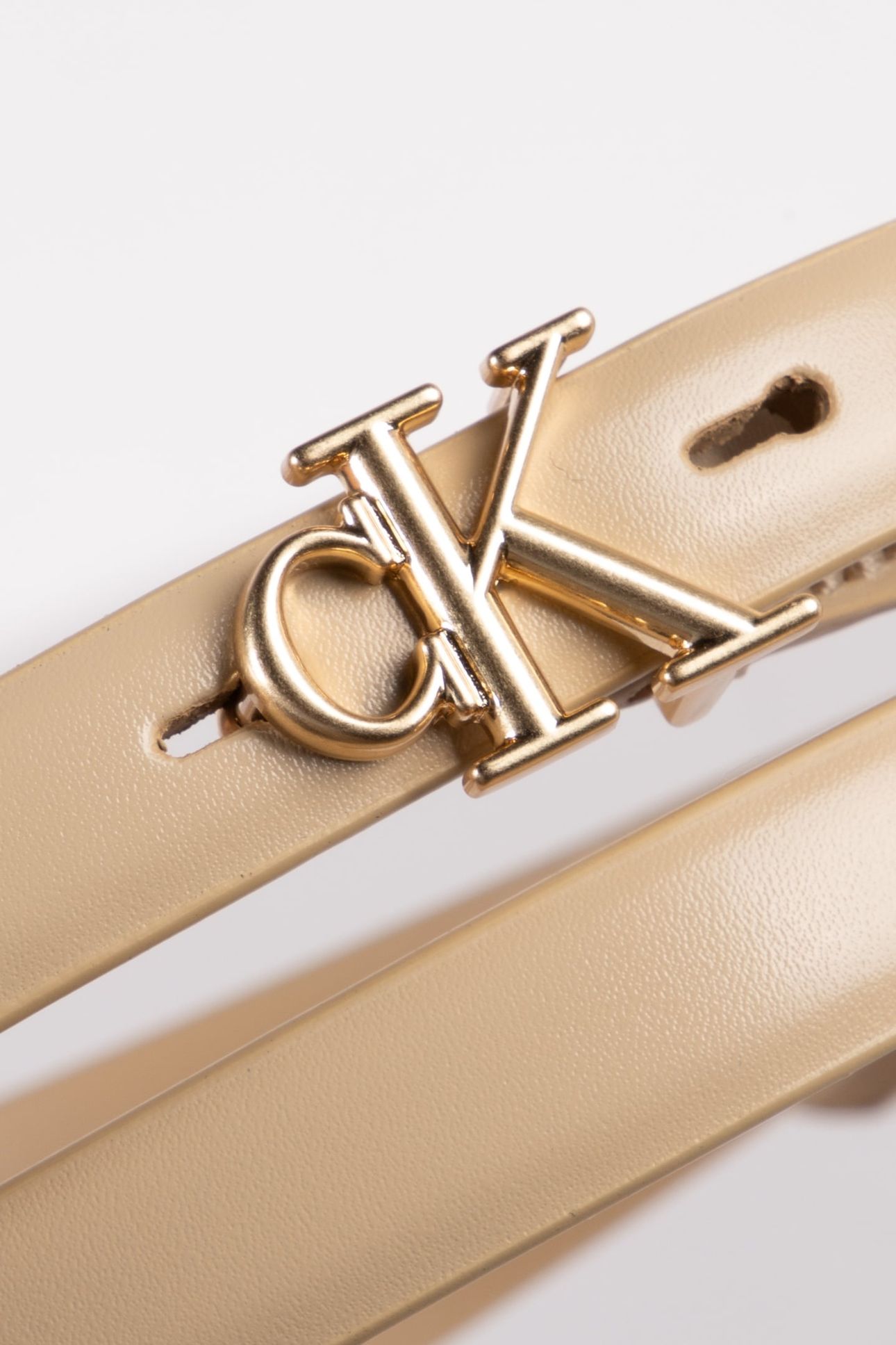 ROUND CK BUCKLE SMOOTH BELT NEUTRAL BEIGE 4