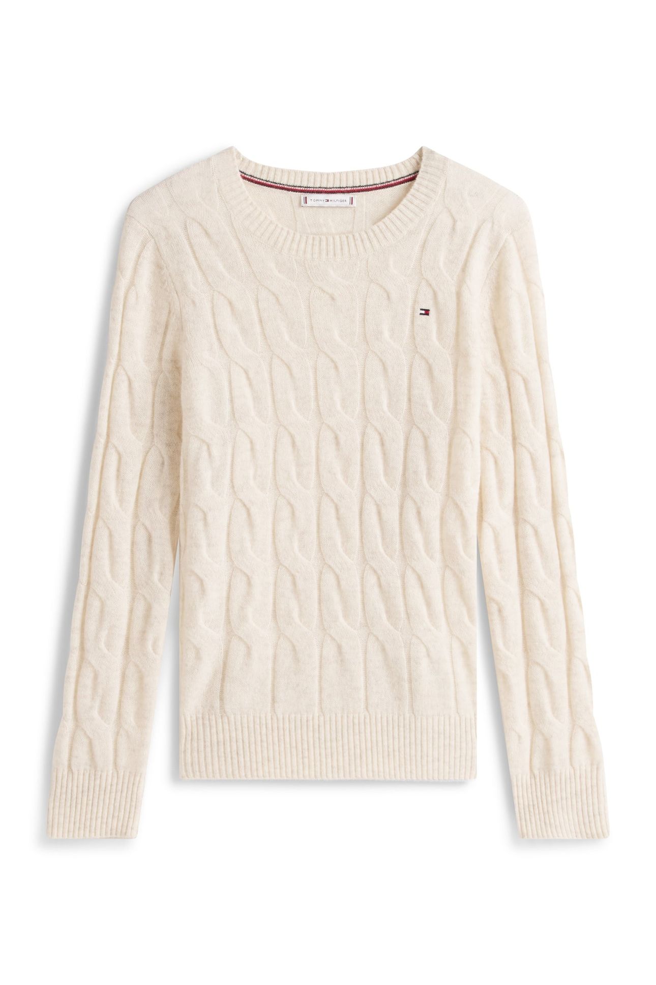SOFT WOOL CABLE C-NECK HEATHER OATMILK 4