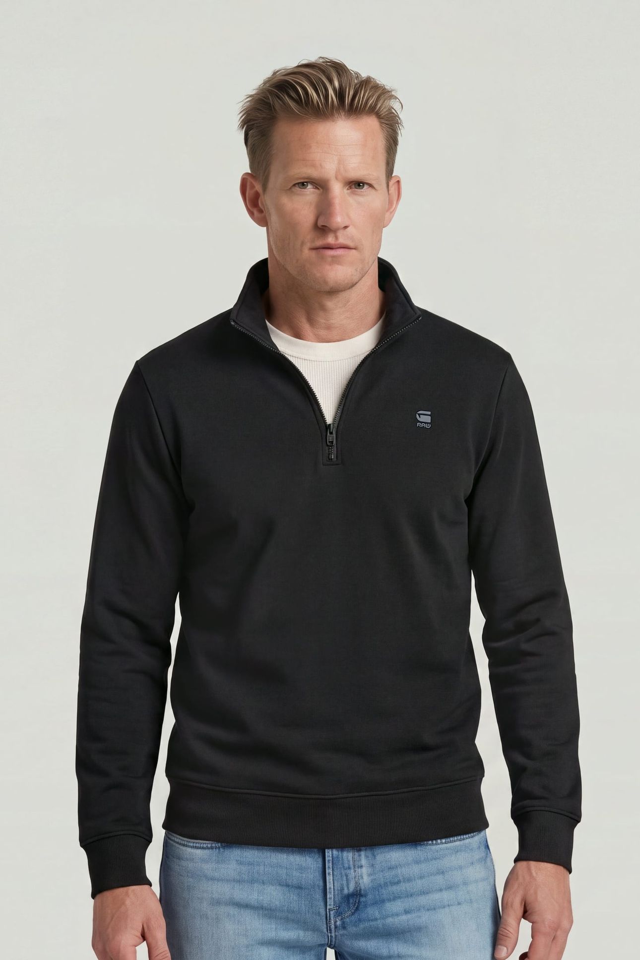 CORE HALF ZIP STAND UP COLLAR SWEAT L/S BLACK 1