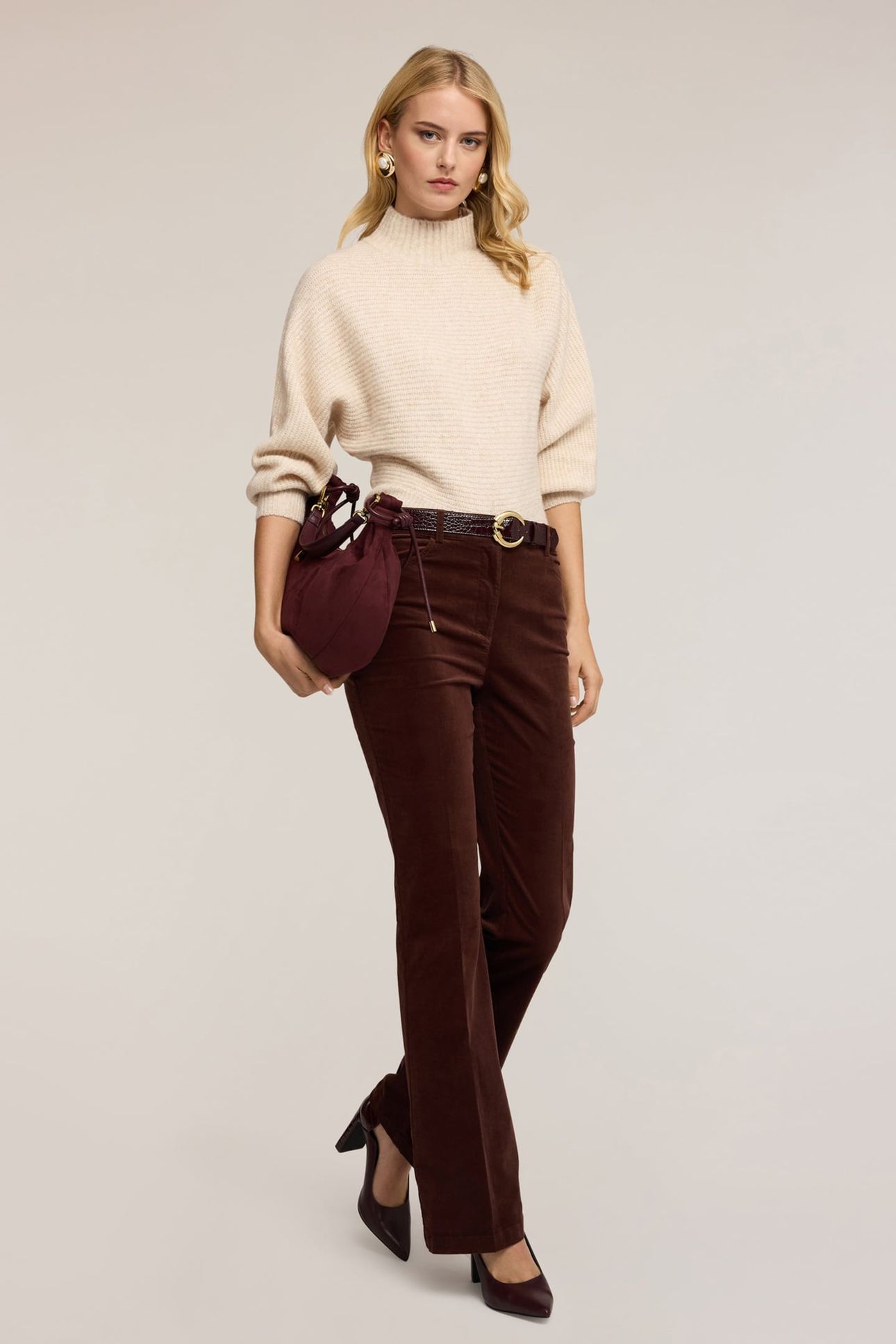 CORDUROY FLARE PANTS BROWN 2