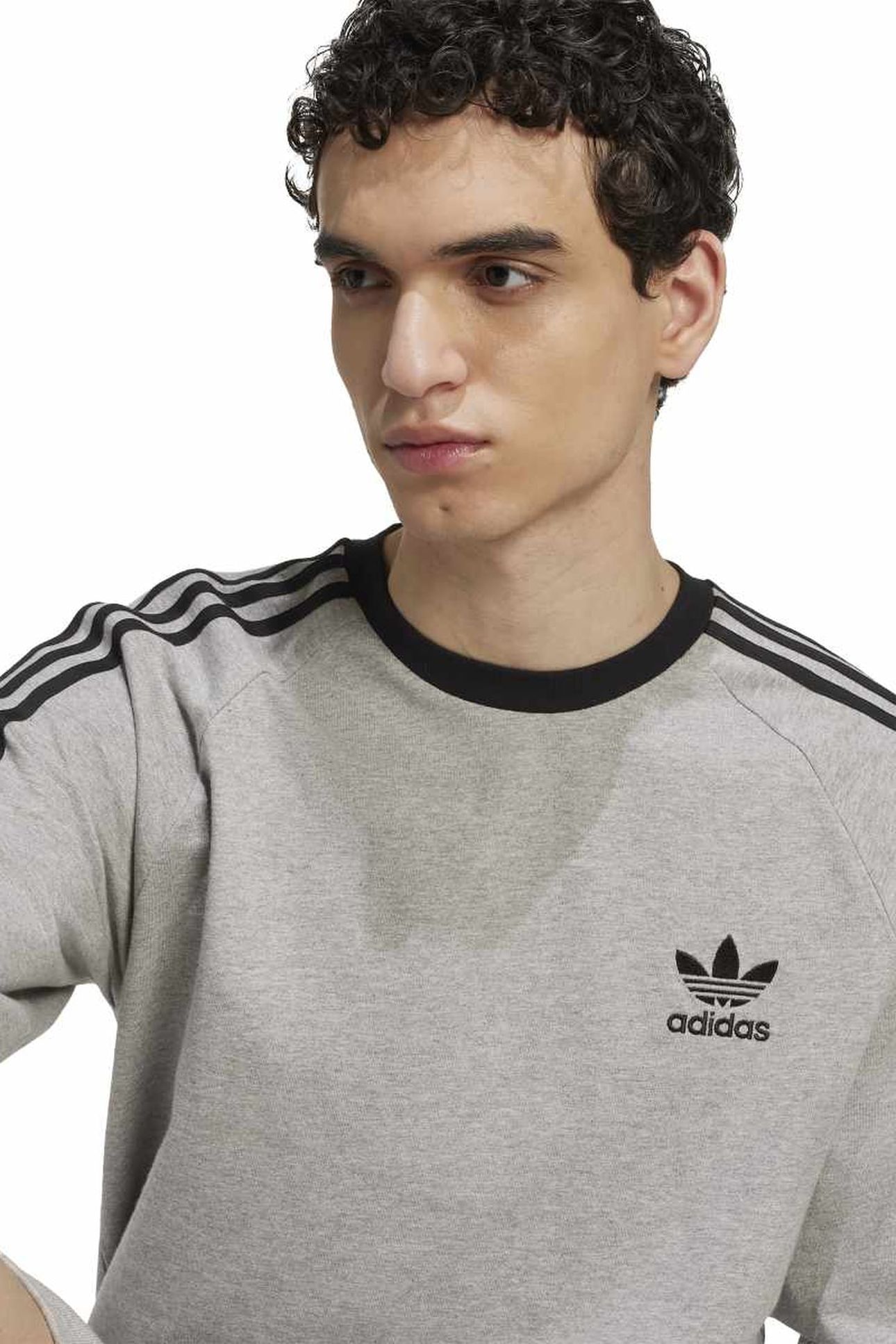 UNISEX 3-STRIPES LS TEE MEDIUM GREY HEATHER 6