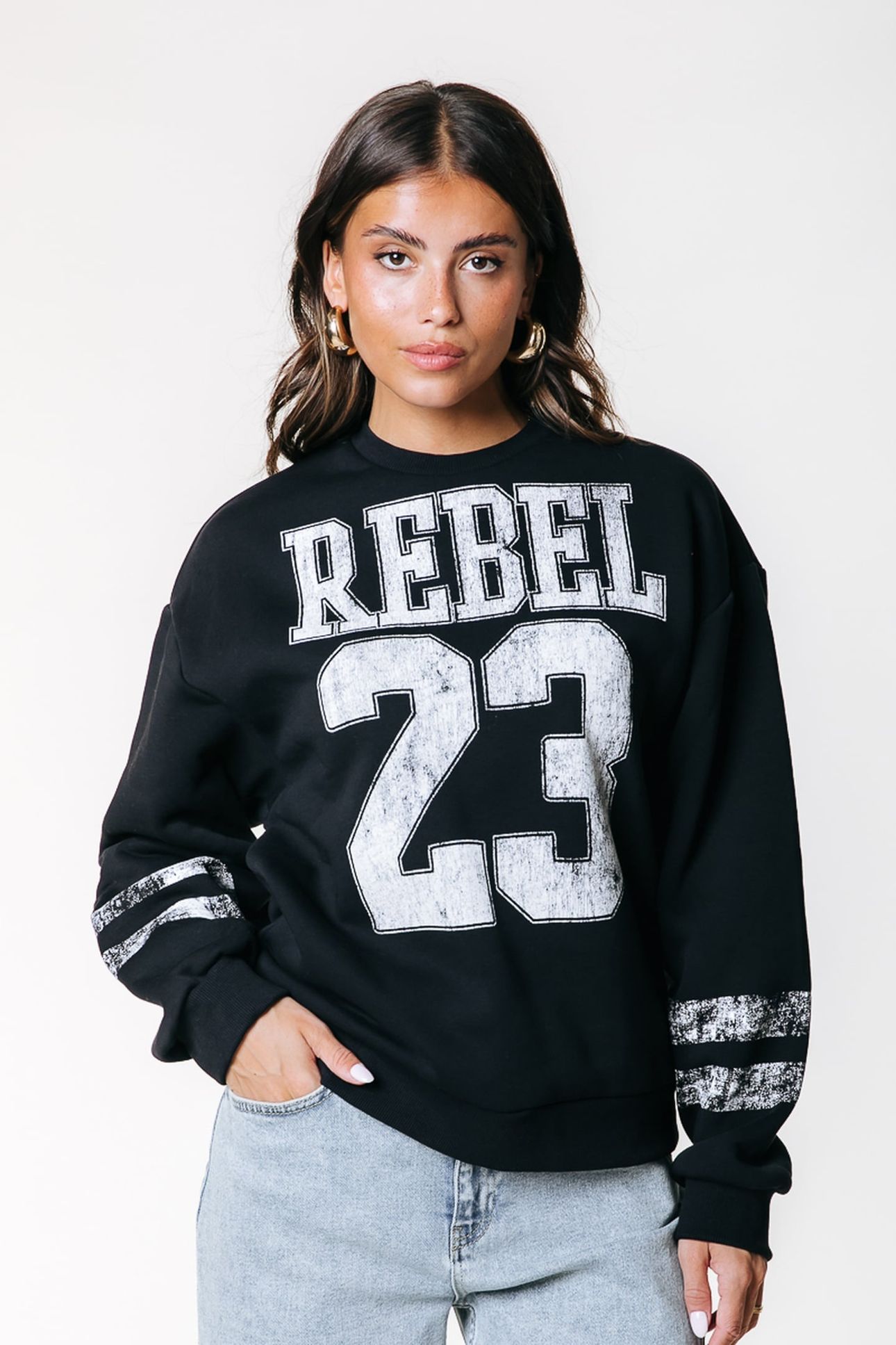 REBEL 23 DROPPED SHOULDER SWEAT BLACK 1