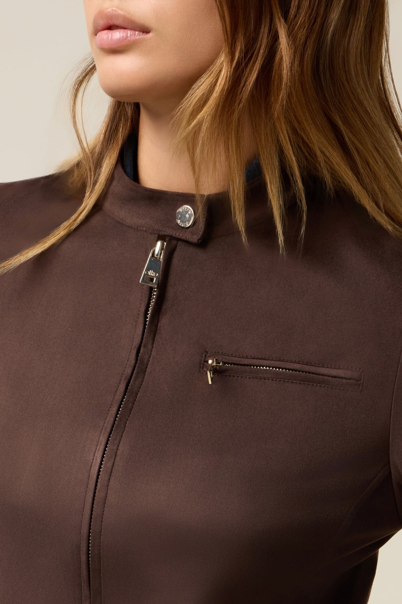 SHORT SUEDE-EFFECT JACKET BROWN 5