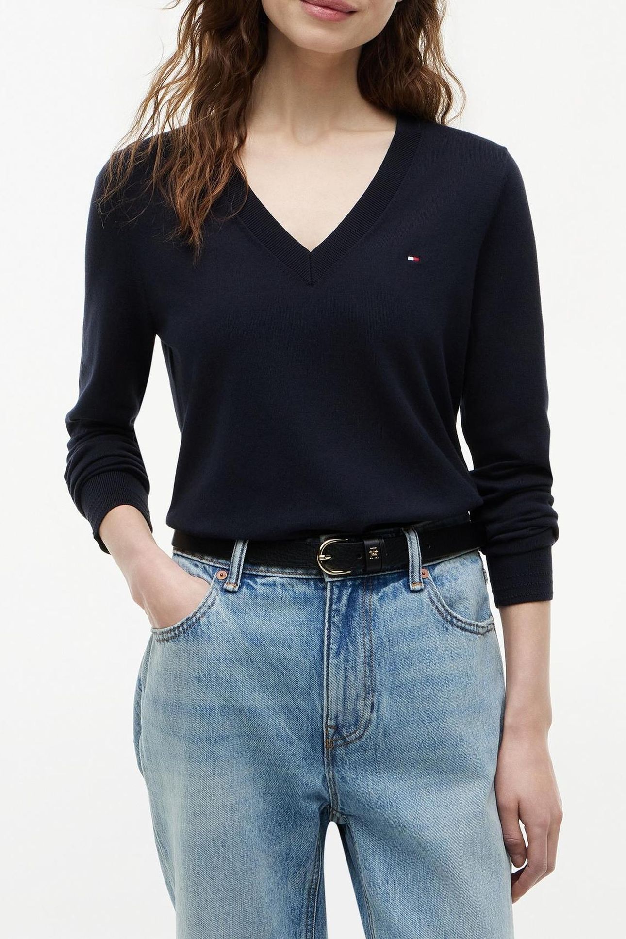 CO JERSEY STITCH V-NECK NAVY BLUE 1