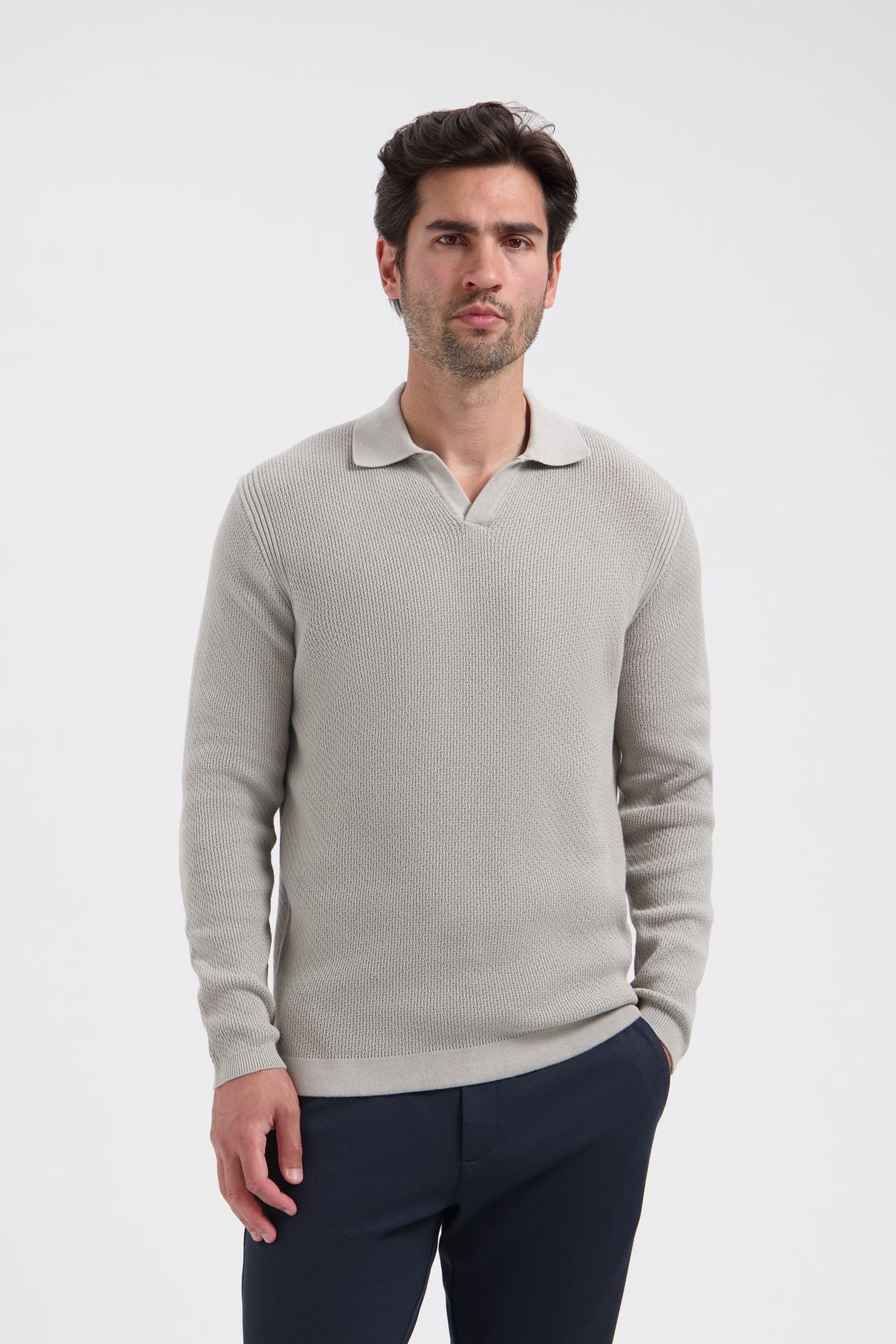 DS_KOSTAS LONGSLEEVE POLO GHOST GREY 1