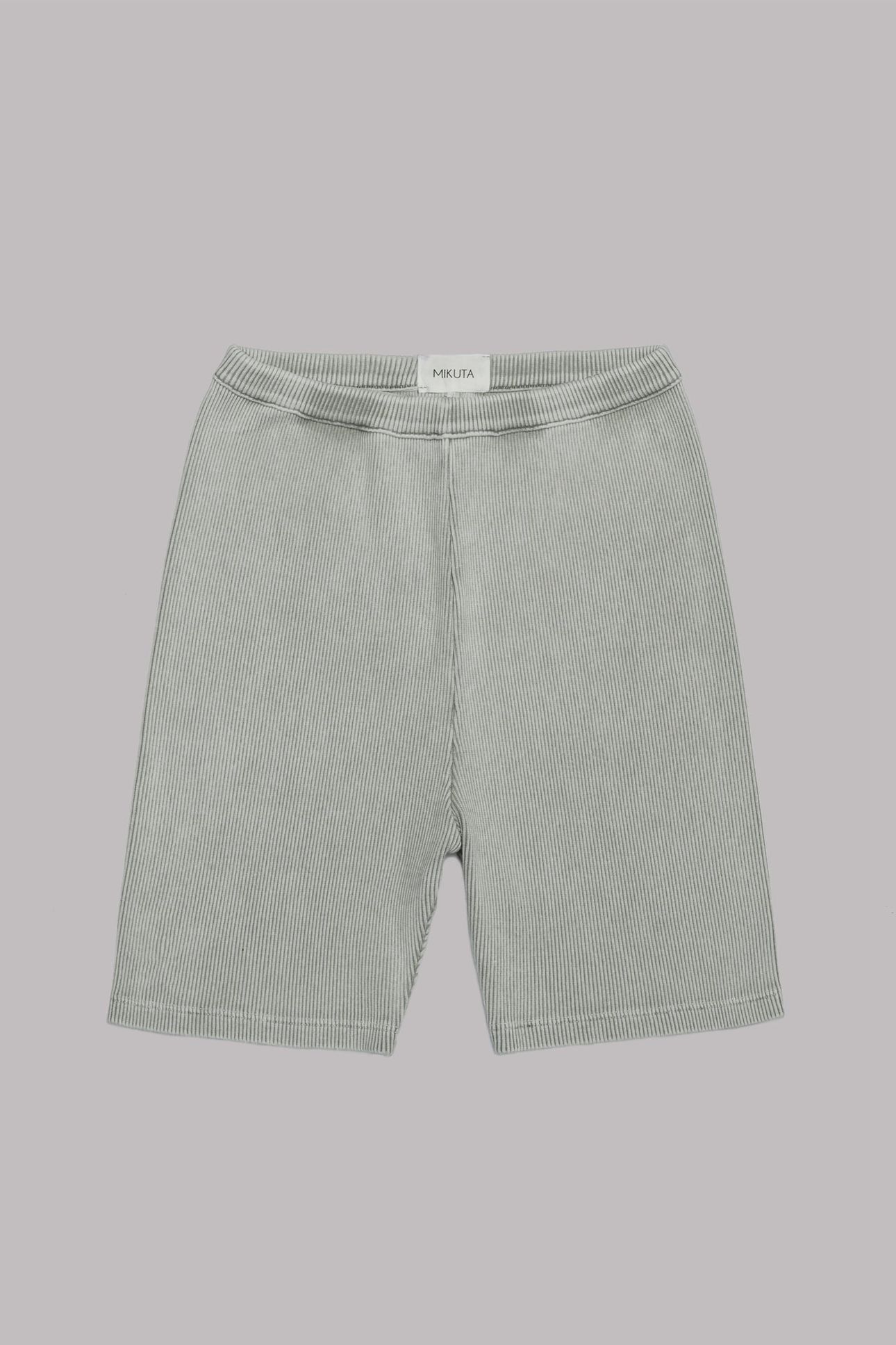 THE GREEN RIBBED BIKER SHORTS 1