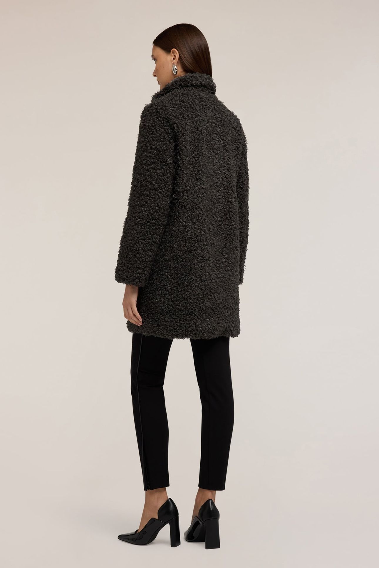 OVERSIZED BOUCLÉ WOOL COAT GREY 3