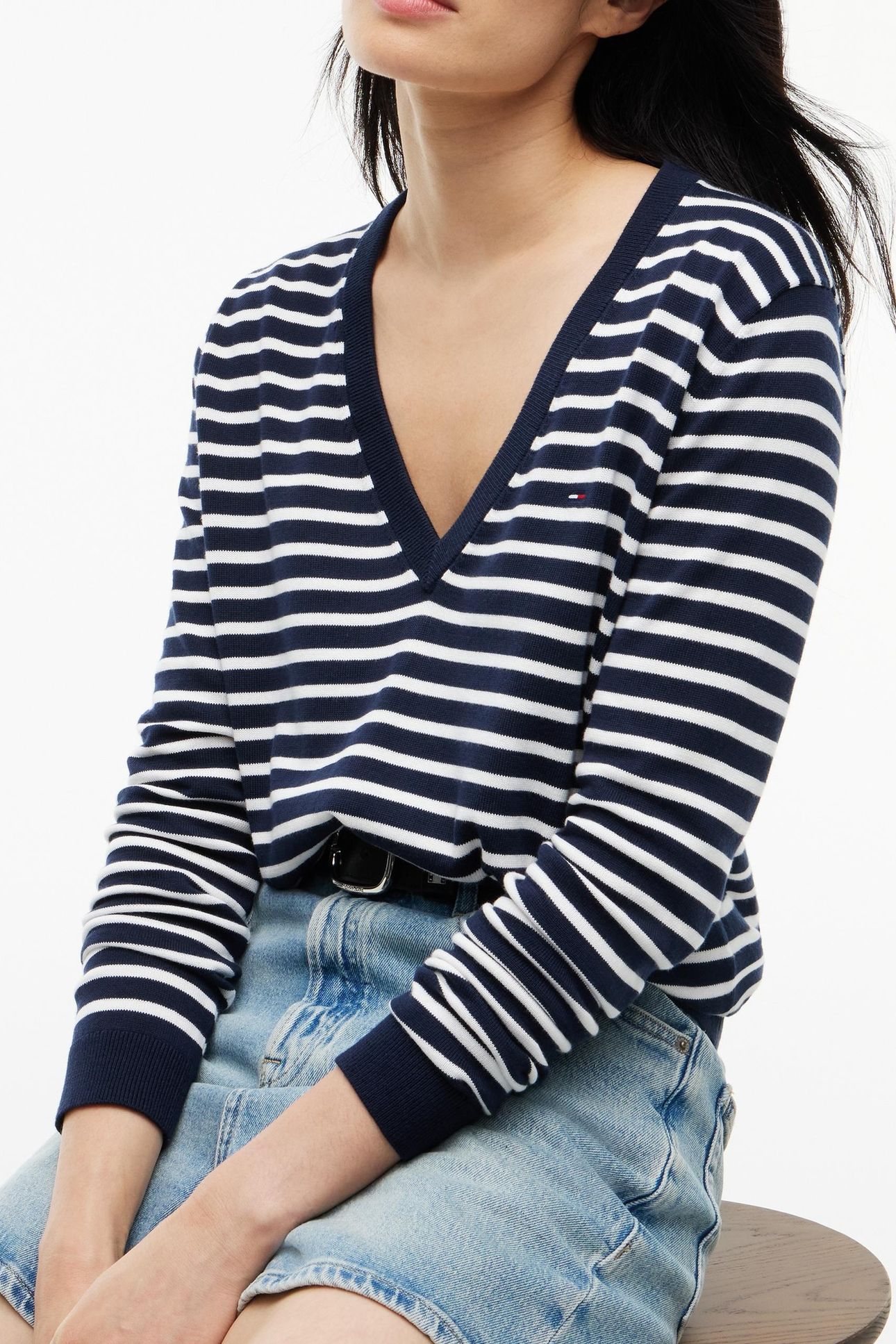 TJW ESSENTIAL VNECK DARK NIGHT NAVY/STRIPE 4