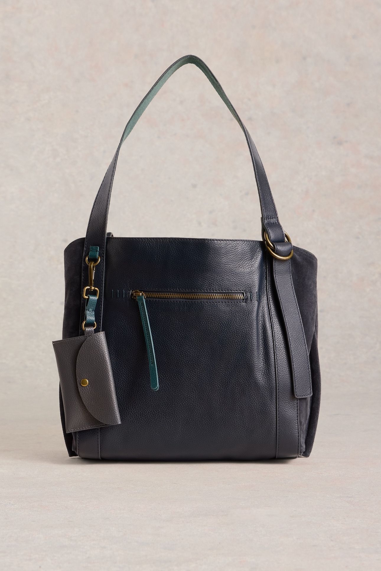 HANNAH LEATHER TOTE DARK NAVY 2