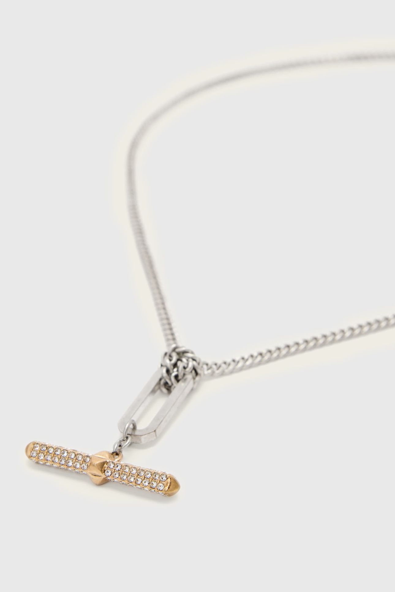 APRIL T BAR NCKLC WARM SILVER/BRASS 5
