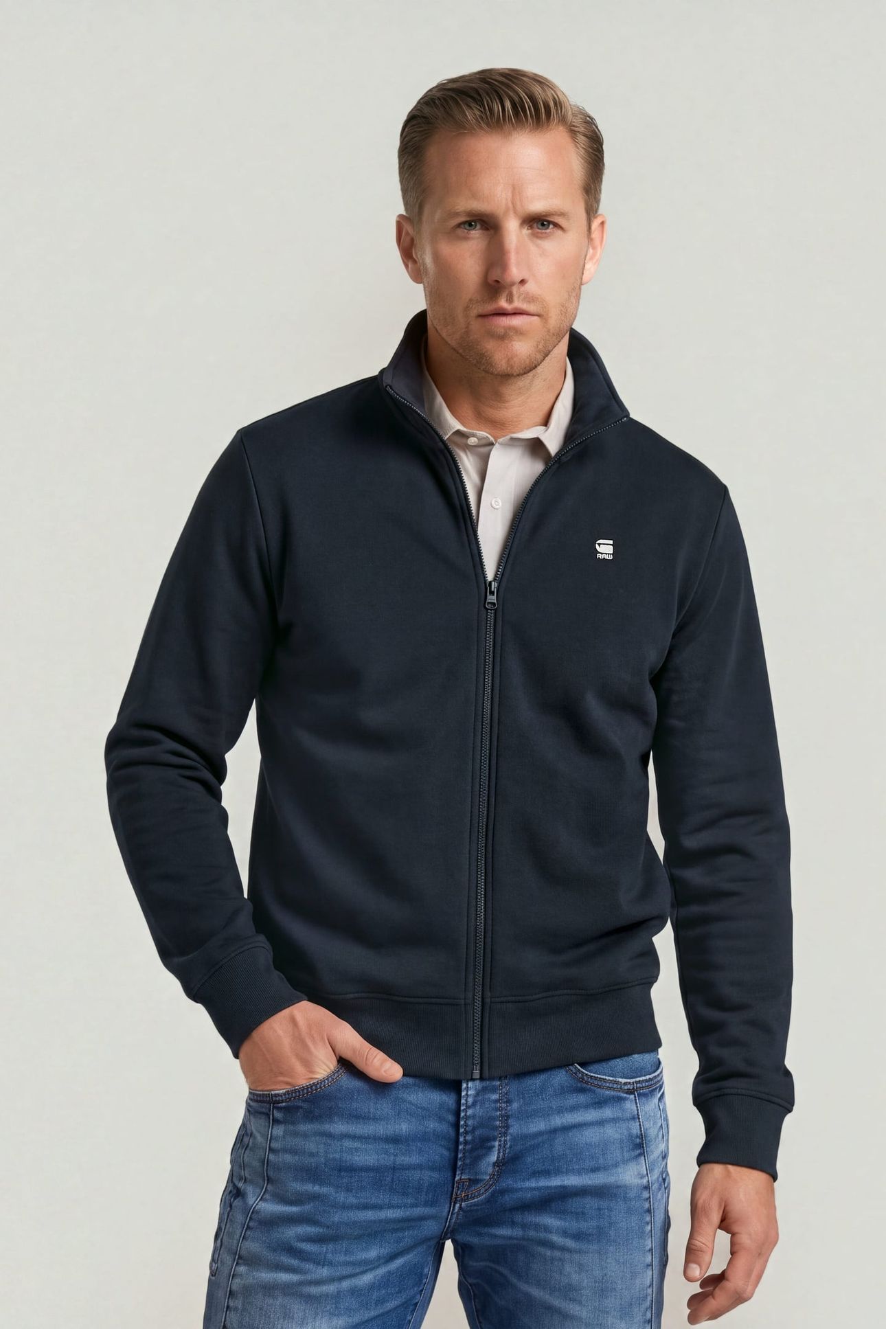 CORE ZIP STAND UP COLLAR SWEAT L/S BLUE 1