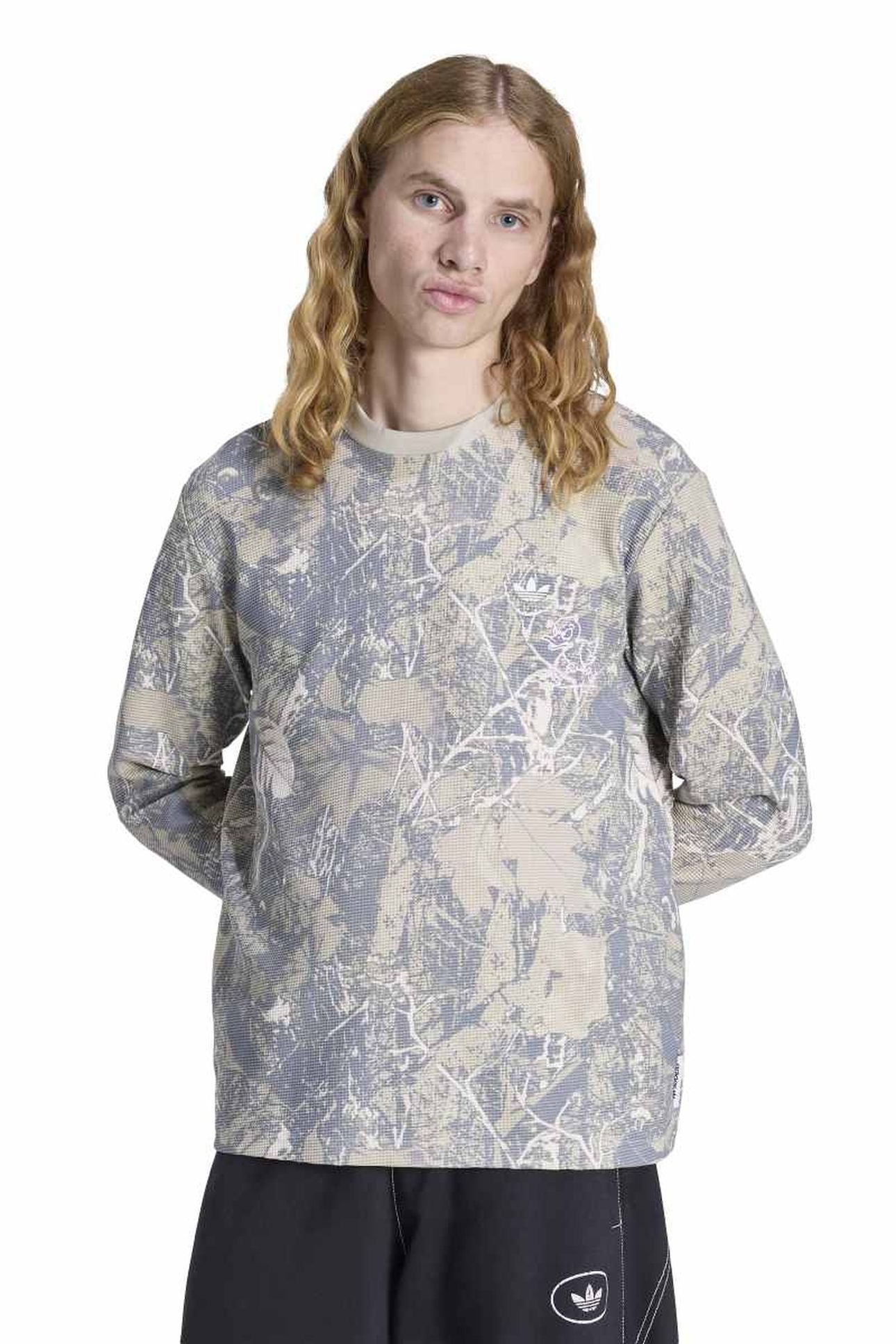 UNISEX CAMO WAFFLE LS PUTTY GREY 1