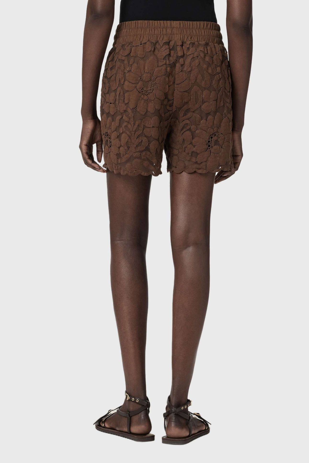AMELIE LACE SHORT BITTER BROWN 3