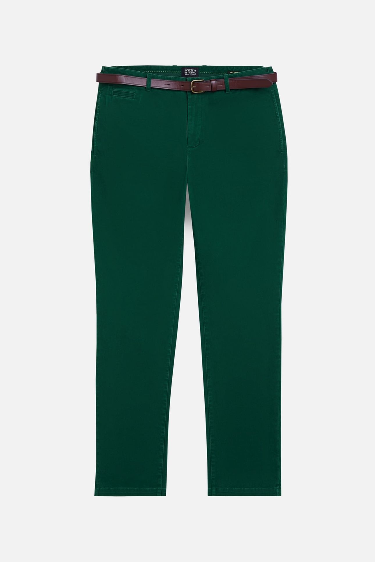 WARREN COTTON TWILL WASHED CHINO WITH BELT RAINFOREST 1