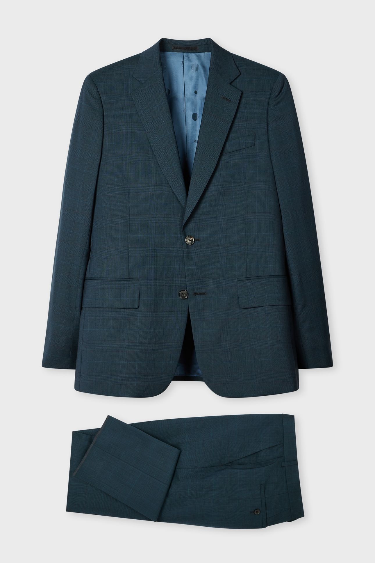 MENS TAILORED FIT 2 BUTTON SUIT PETROL GREEN 1