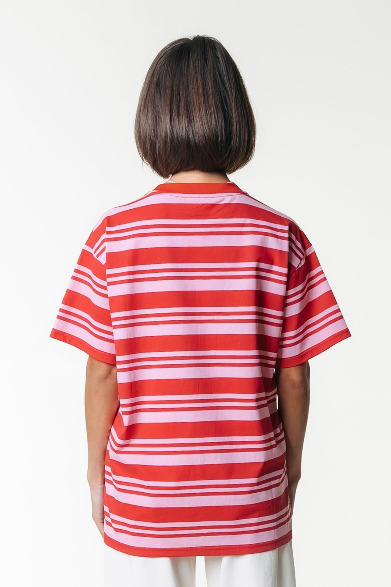PUFF LOGO STRIPE LOOSEFIT TEE FRESH PINK 2