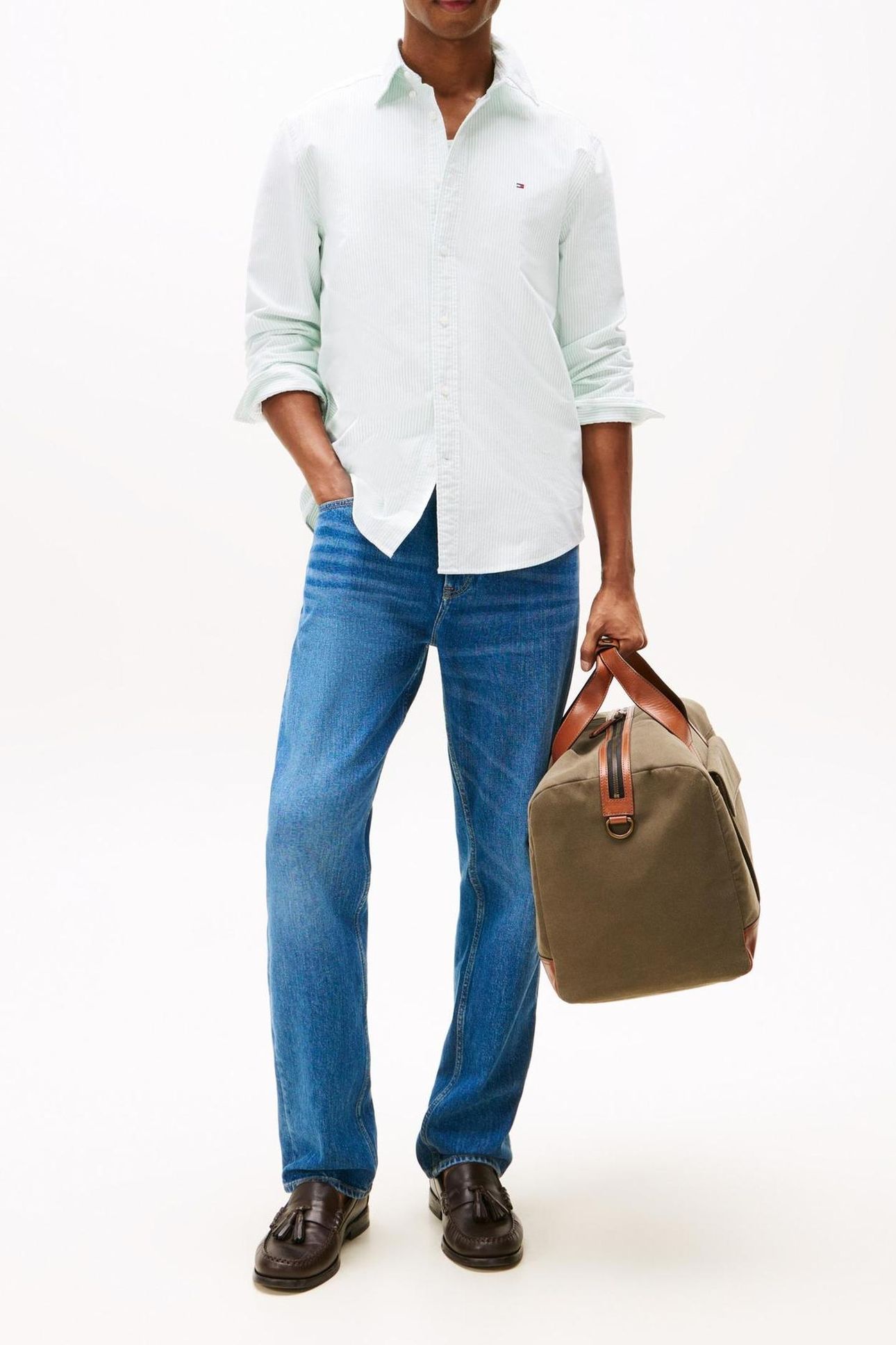 HERITAGE OXFORD STRIPE FORT GREEN/WHITE 1