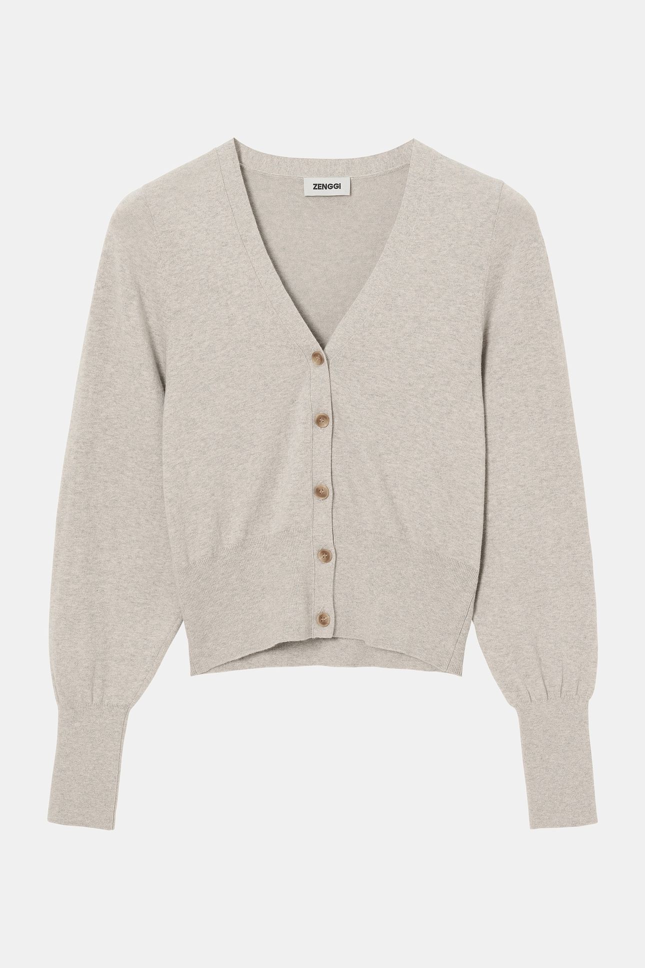 COTTON CASHMERE V-NECK CARDI LIGHT GREY MELANGE 6
