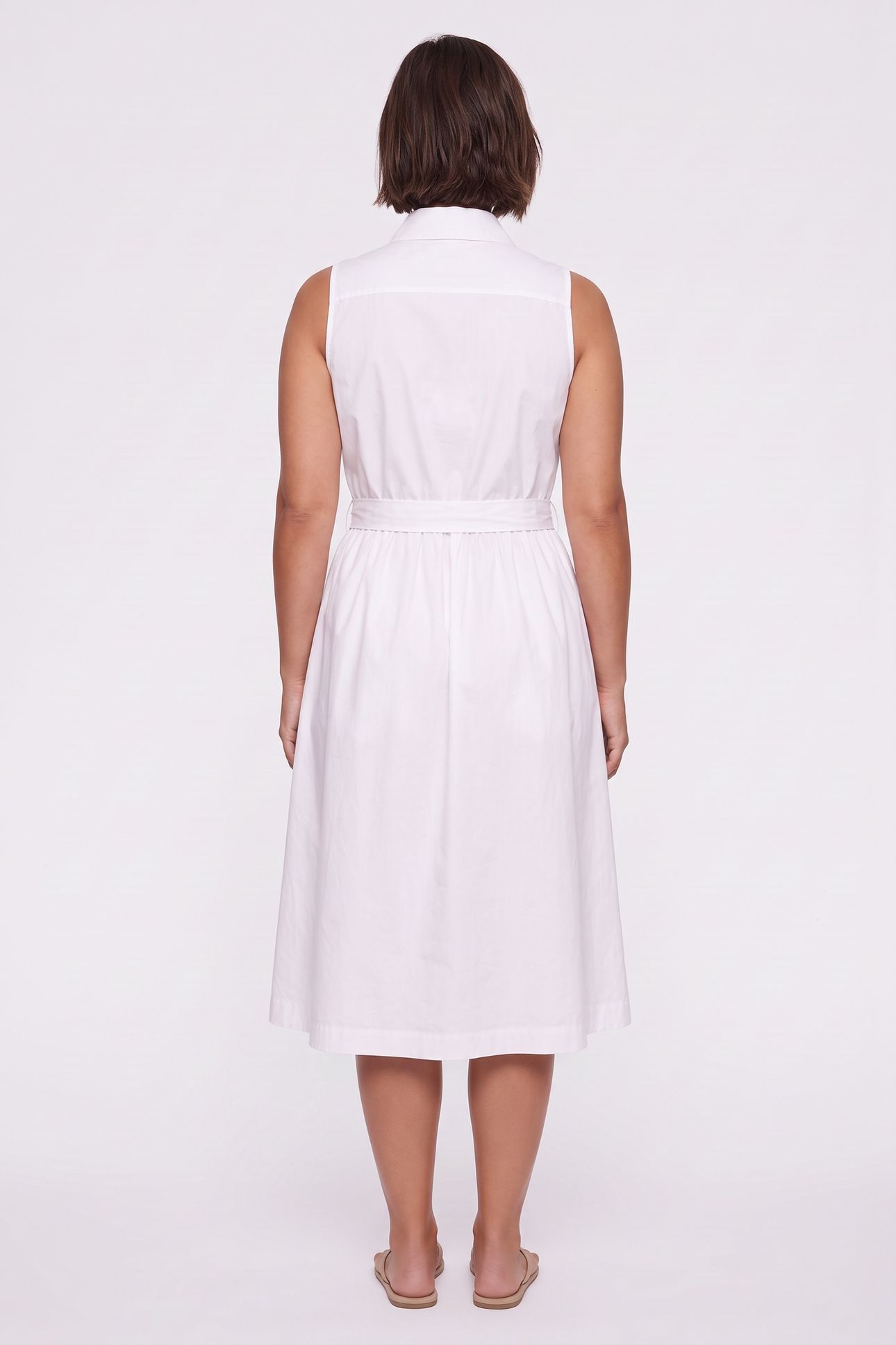 HEART BUTTONS STRETCH POPLIN DRESS WHITE 2