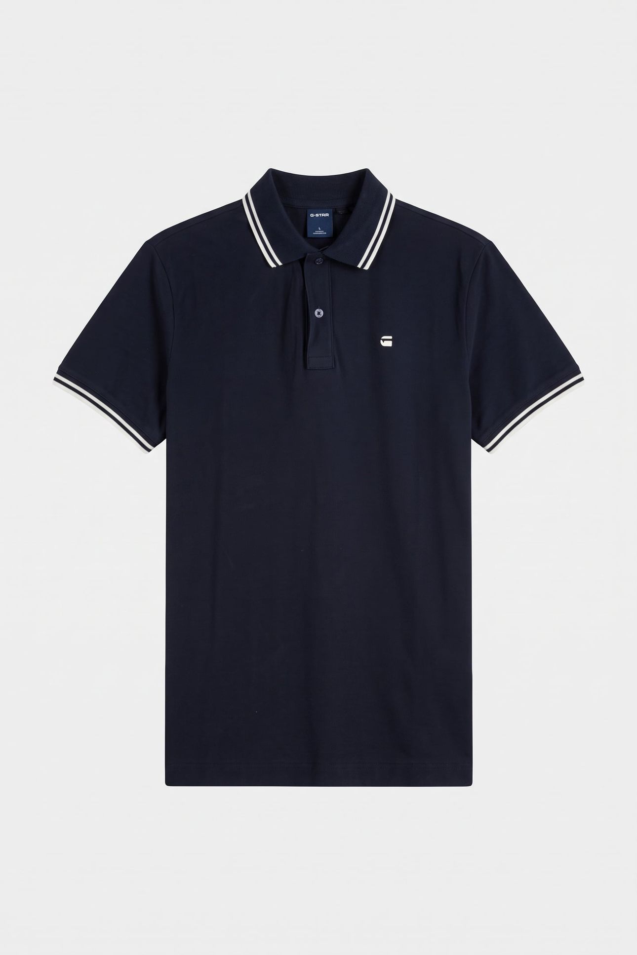 STRIPED COLLAR SLIM POLO S/S BLUE 3