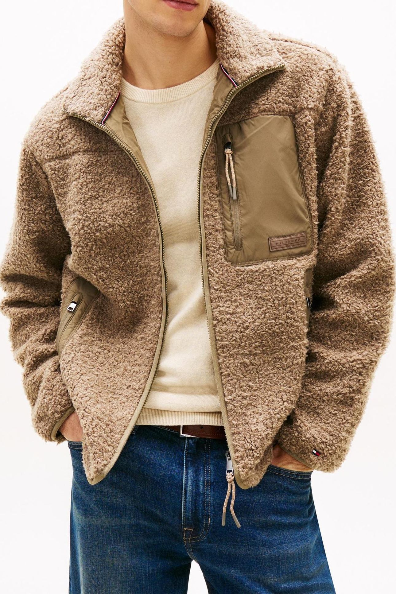 TEDDY FLEECE ZIP THROUGH COASTAL TAUPE 1
