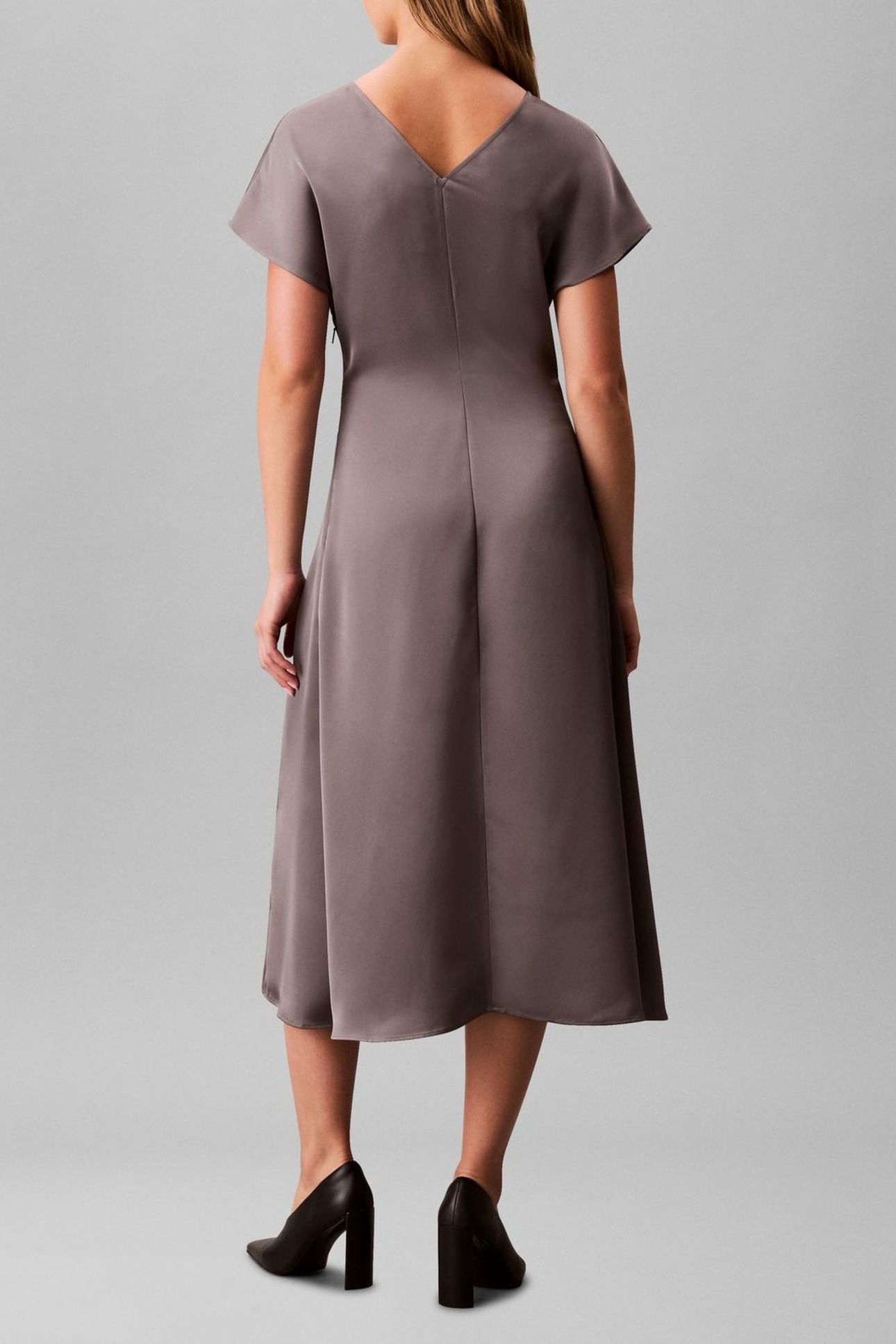 MATTE SHINE SATIN DRESS PEWTER 2