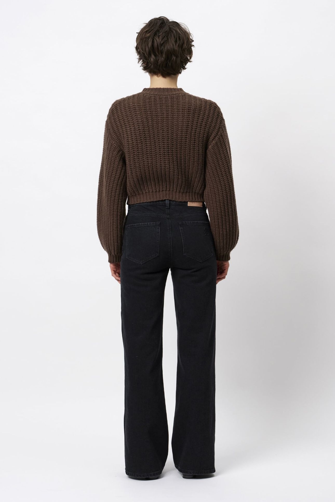 BELVINA BUTTON UP WIDE LEG JEANS WASHED BLACK 2