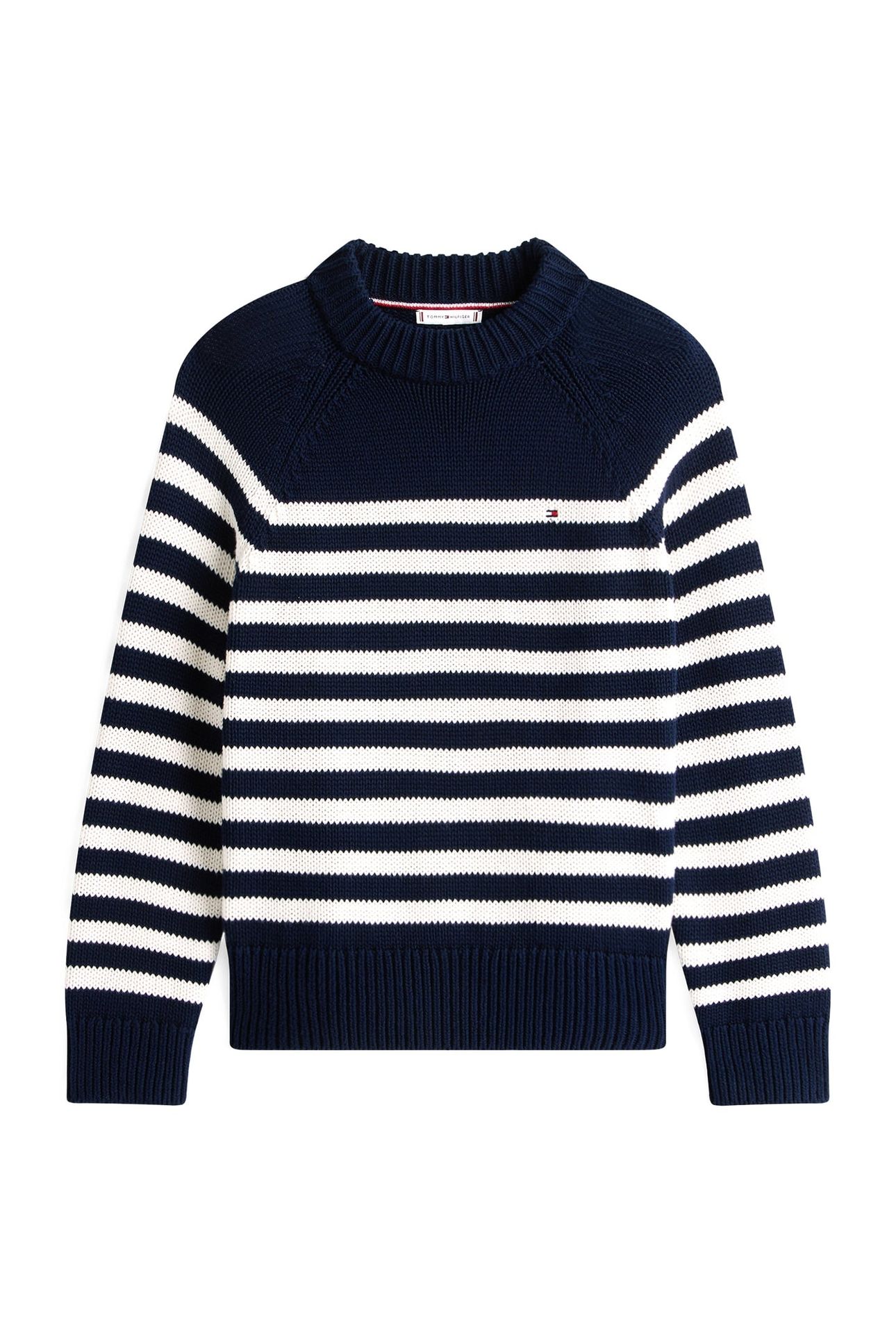 COTTON BLEND MOCK-NECK BLUE/WHITE ENG STRIPE 4