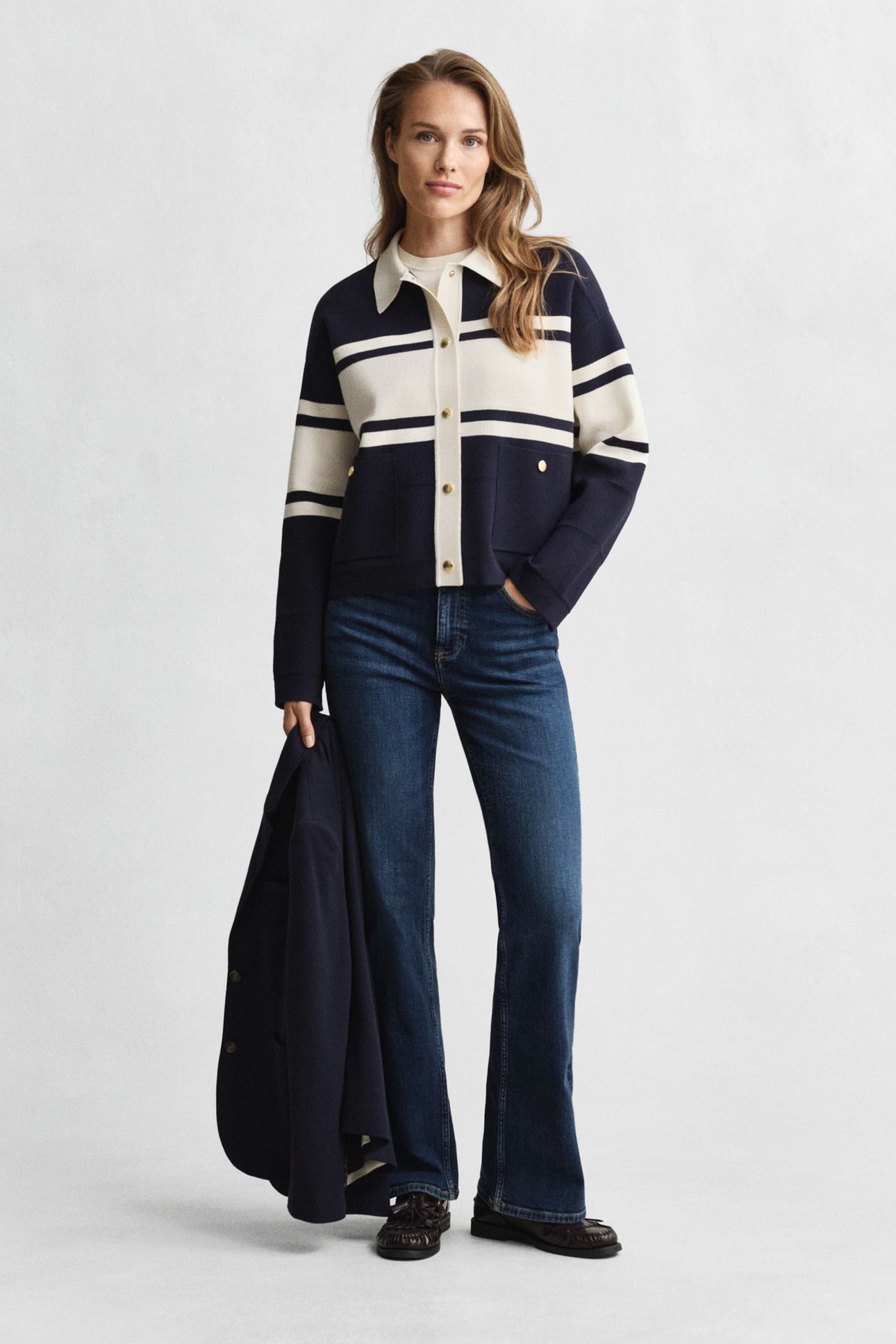 COLOR BLOCKED CARDIGAN EVENING BLUE 1