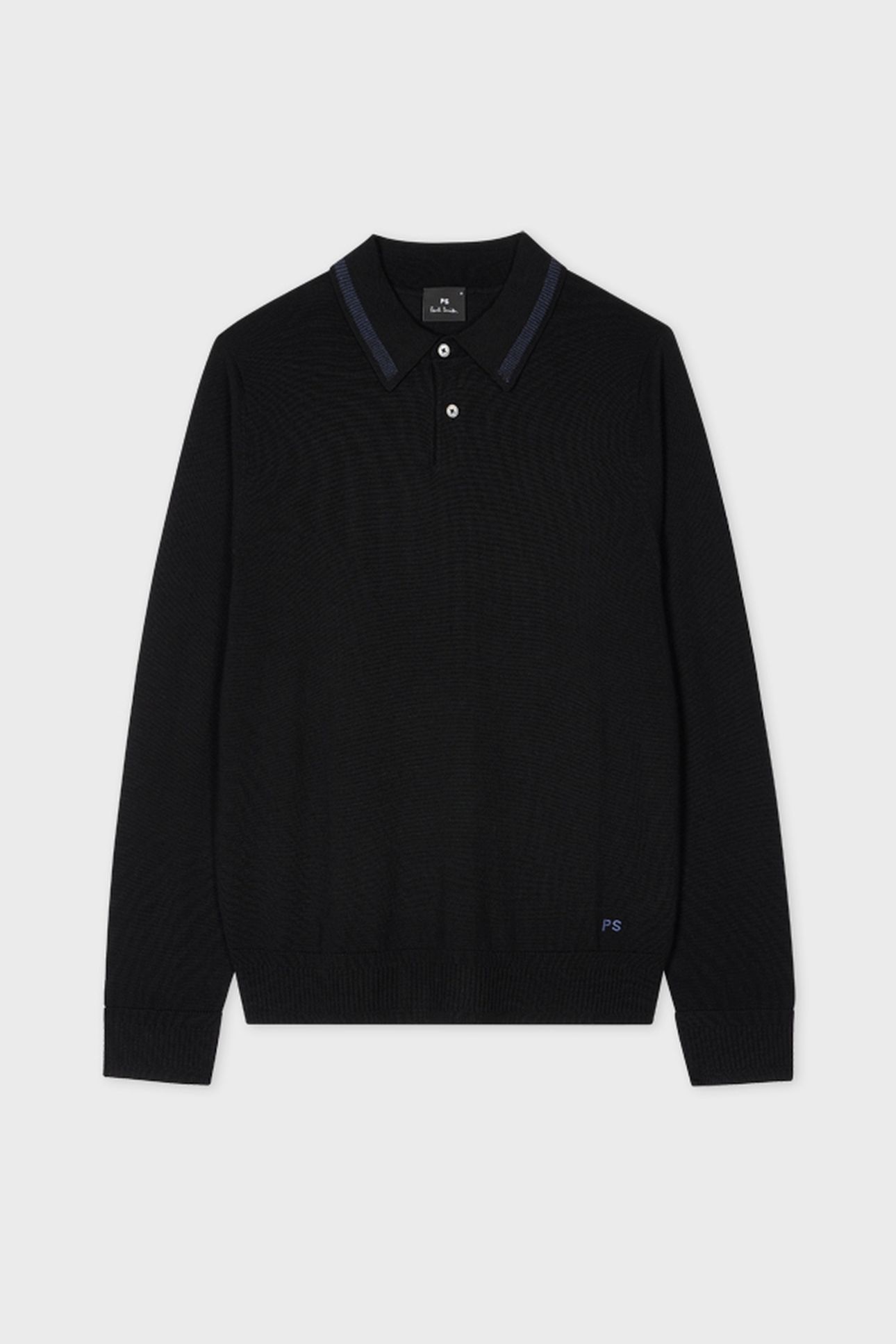 MENS SWEATER LS POLO BLACK 2