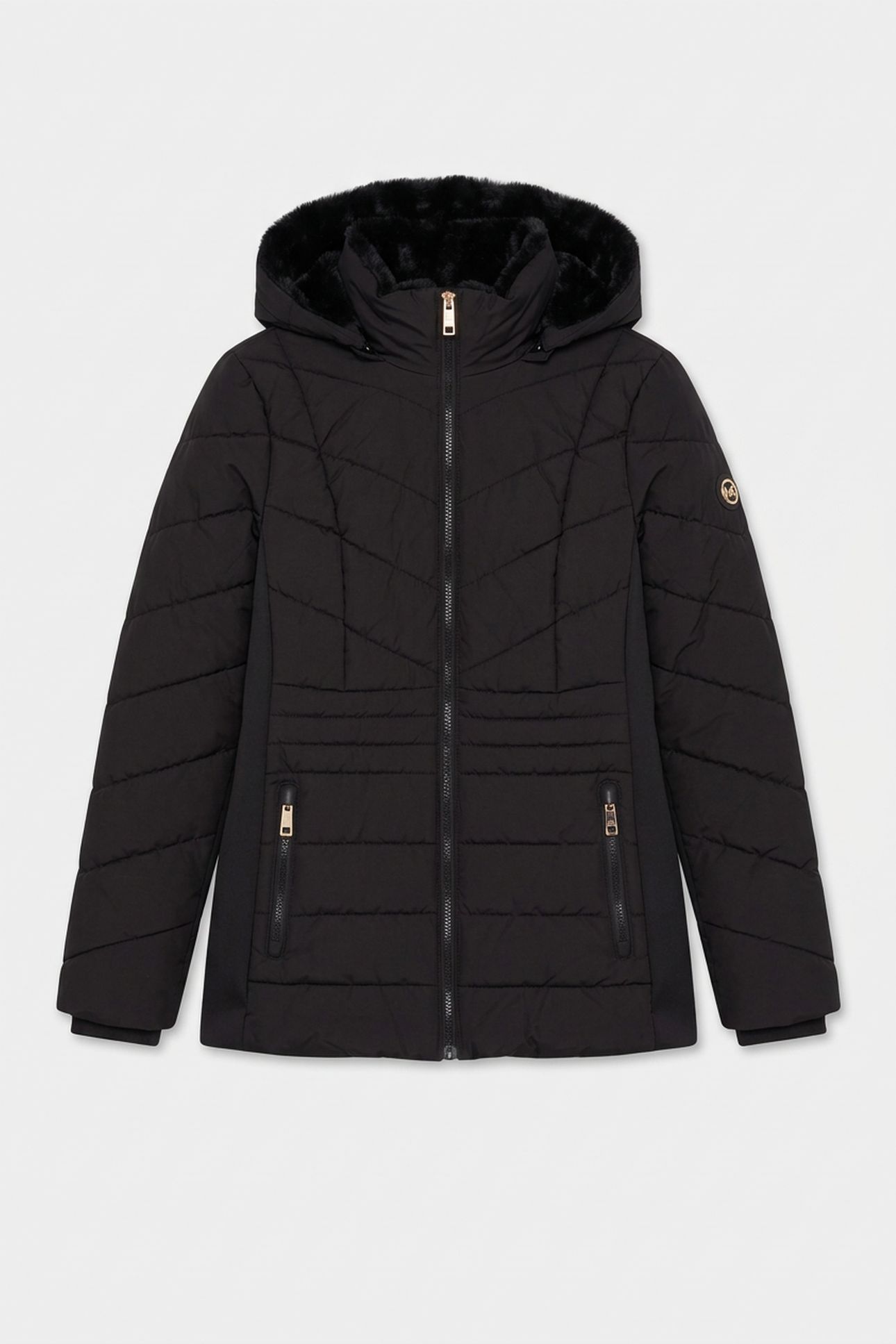 ZIP FAUX FUR COLLAR&HOOD BLACK 3
