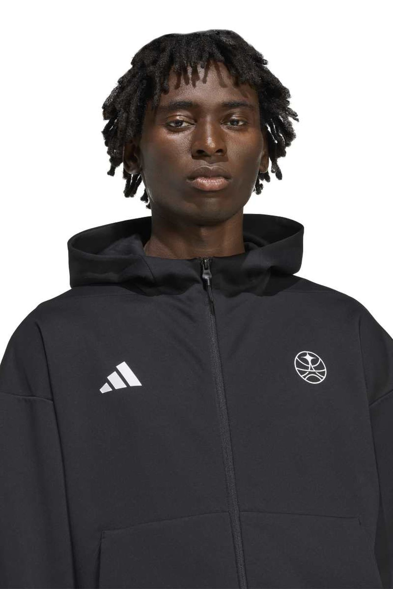 UNISEX FULL ZIP HOODED TRACK TOP BLACK 4
