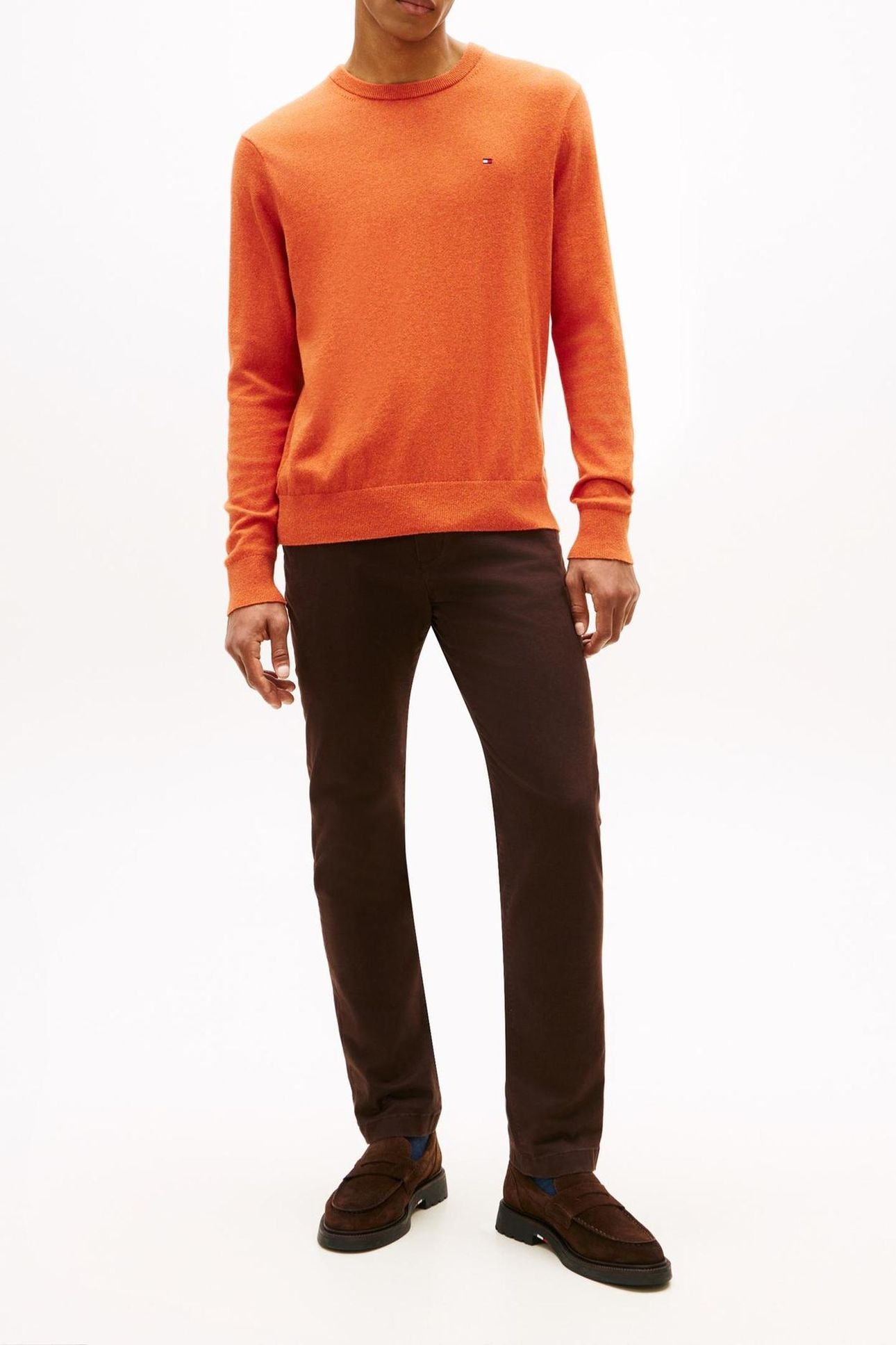 PIMA COTTON CASHMERE SWEATER BRILLIANT ORANGE HEATHER 3
