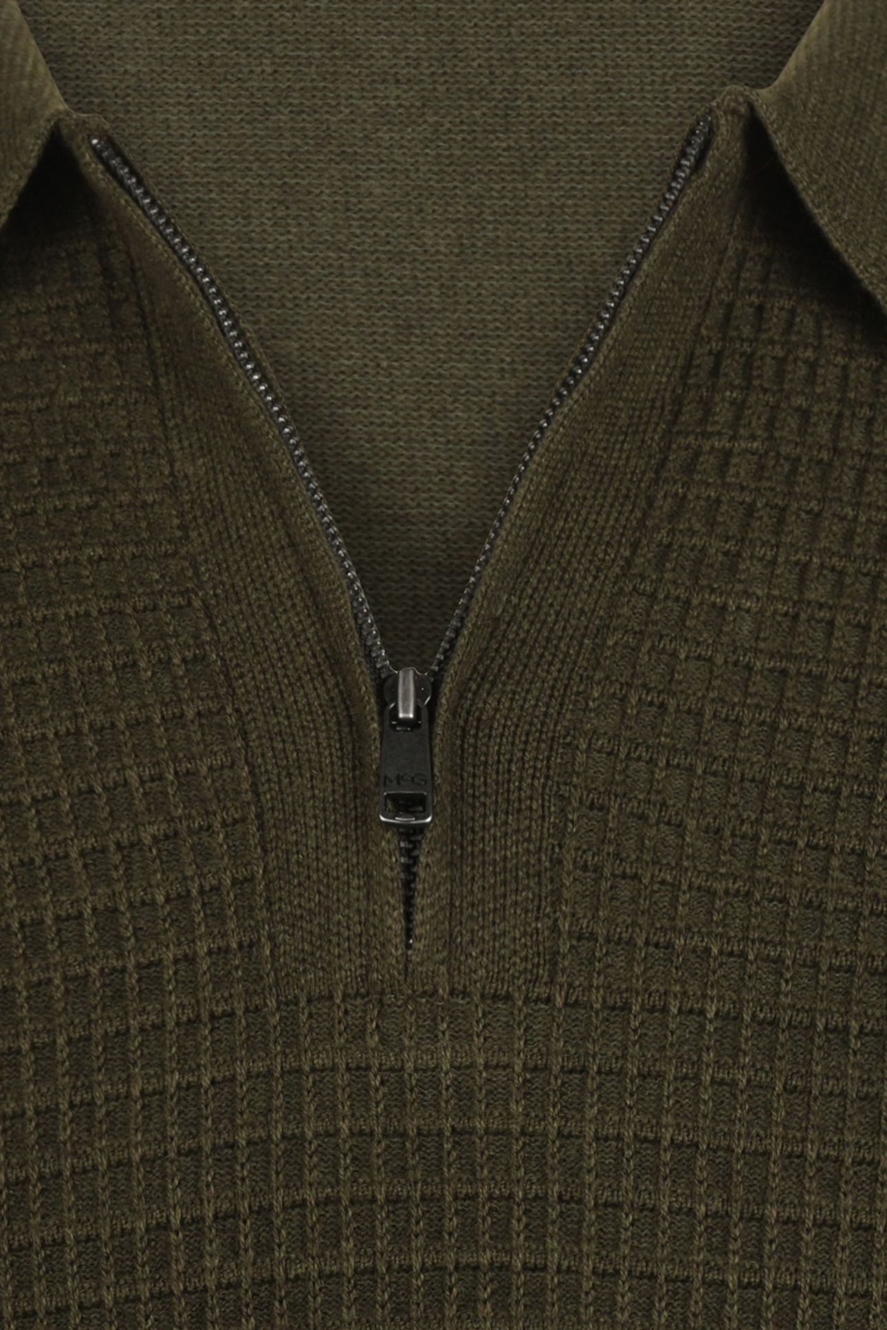 STRUCTURED POLO SWEATER DARK OLIVE 3