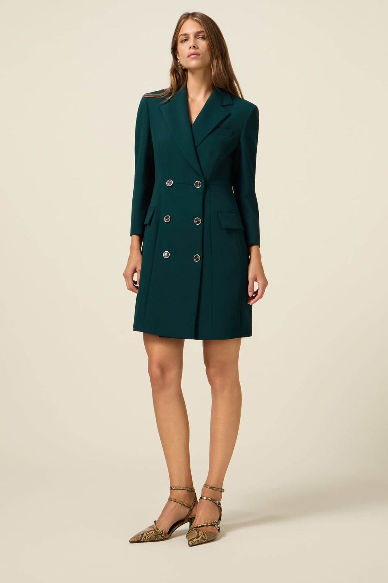 ROBE COAT IN CREPE FABRIC GREEN 2