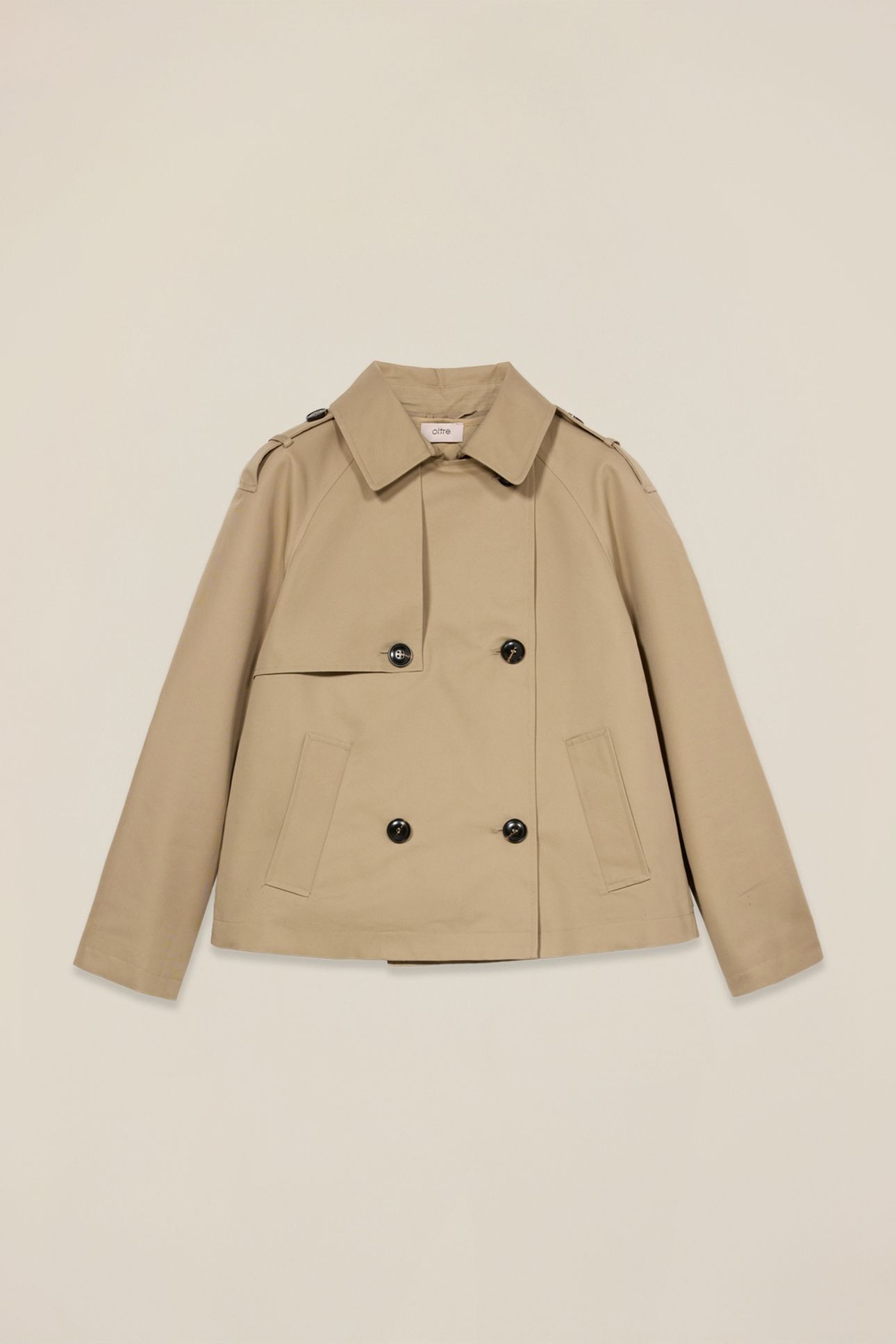 SHORT COTTON BLEND TRENCH COAT BEIGE 3